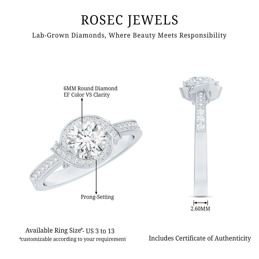 1 Carat Lab Grown Diamond Designer Halo Engagement Ring