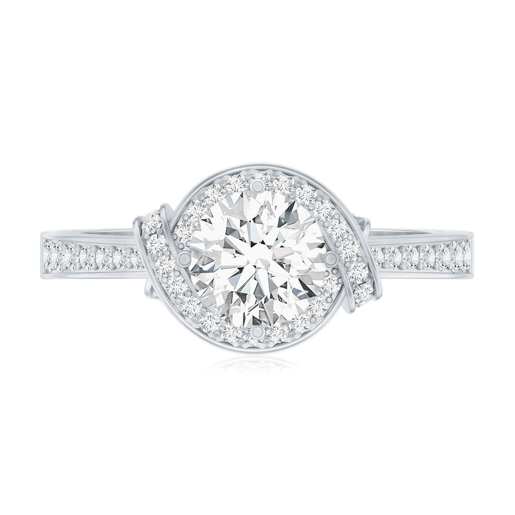 1 Carat Lab Grown Diamond Designer Halo Engagement Ring