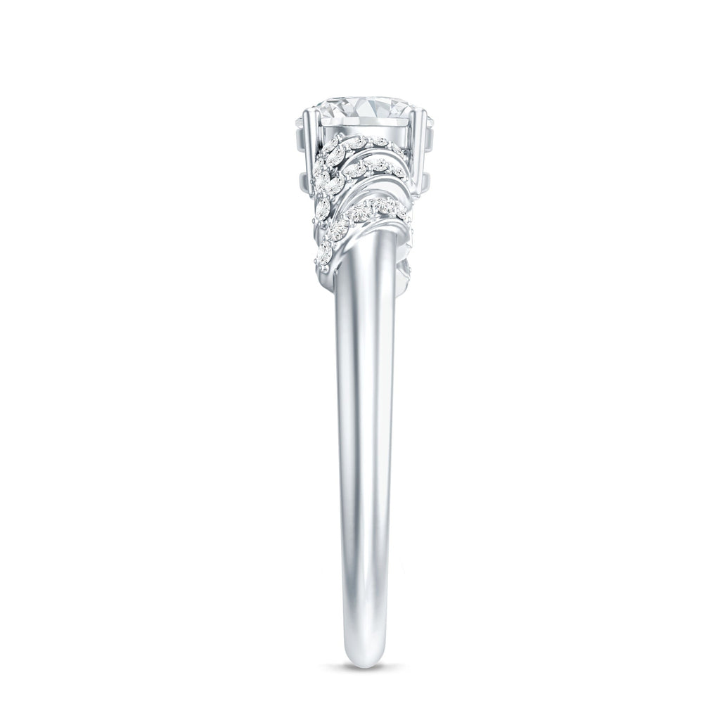 6 MM Lab Grown Diamond Designer Engagement Ring With Side Stones