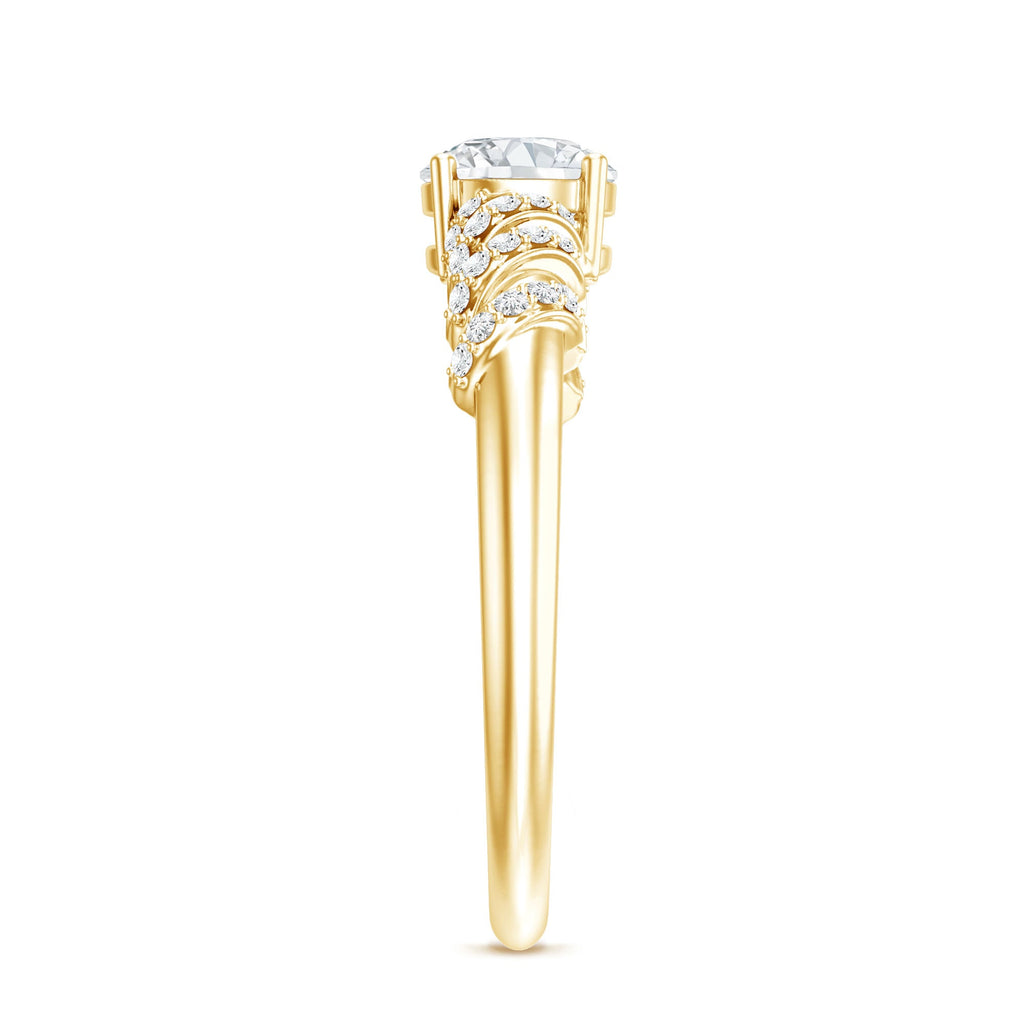 6 MM Lab Grown Diamond Designer Engagement Ring With Side Stones