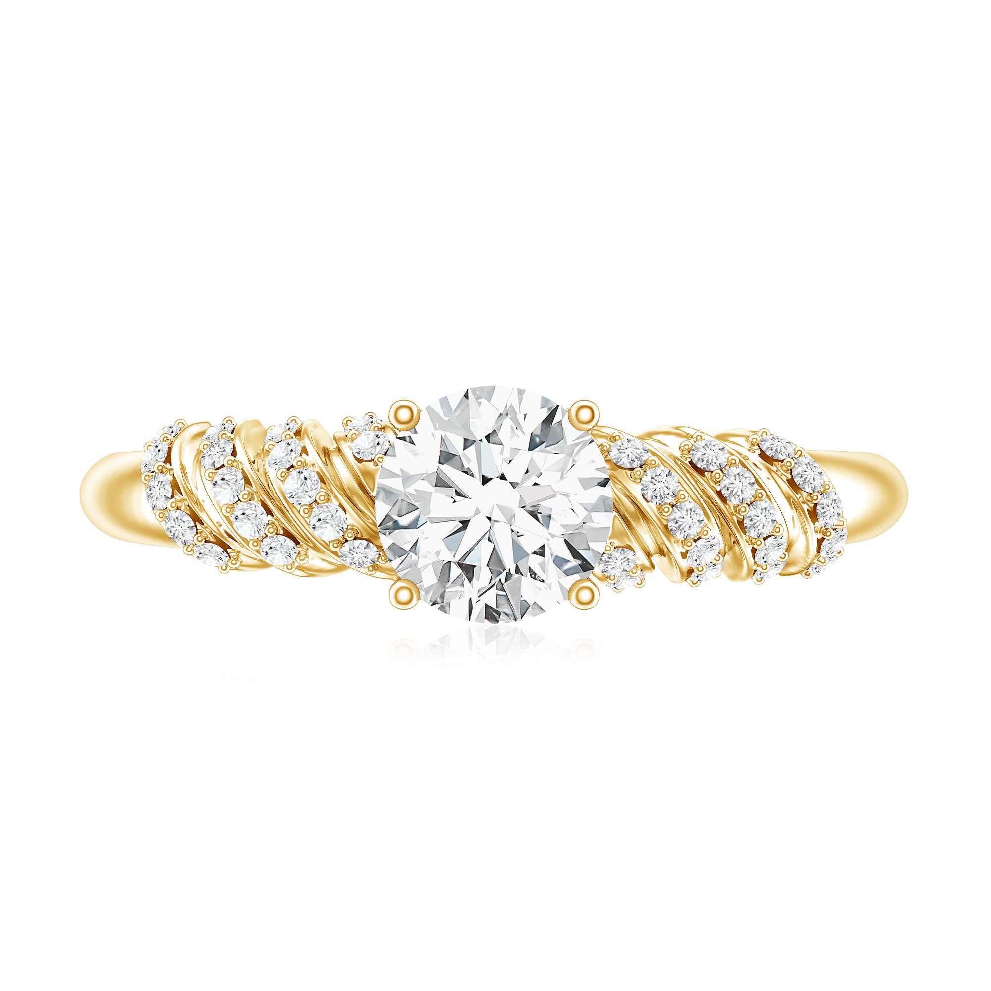 6 MM Lab Grown Diamond Designer Engagement Ring With Side Stones