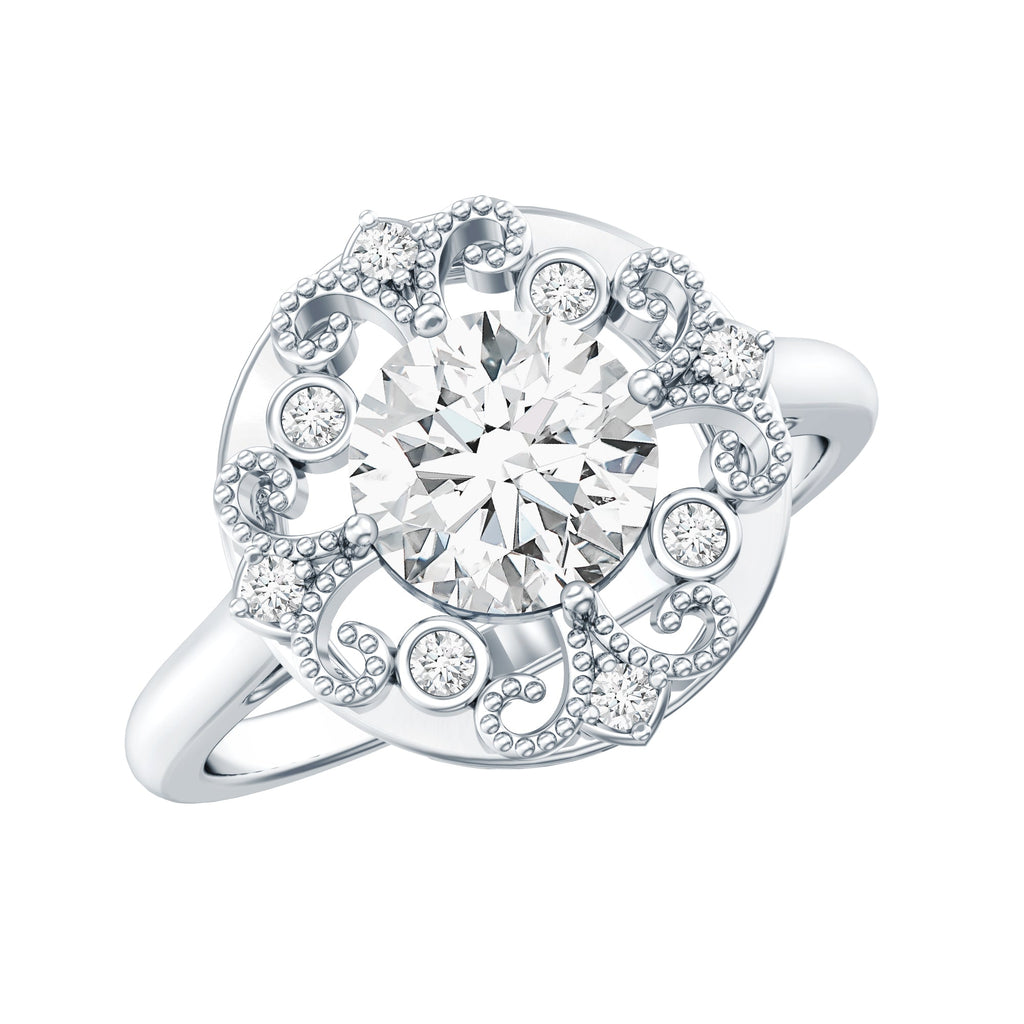 Certified Lab Grown Diamond Beaded Engagement Ring for Women