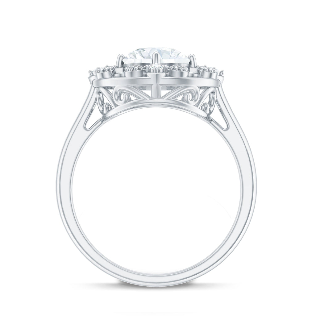 Certified Lab Grown Diamond Beaded Engagement Ring for Women