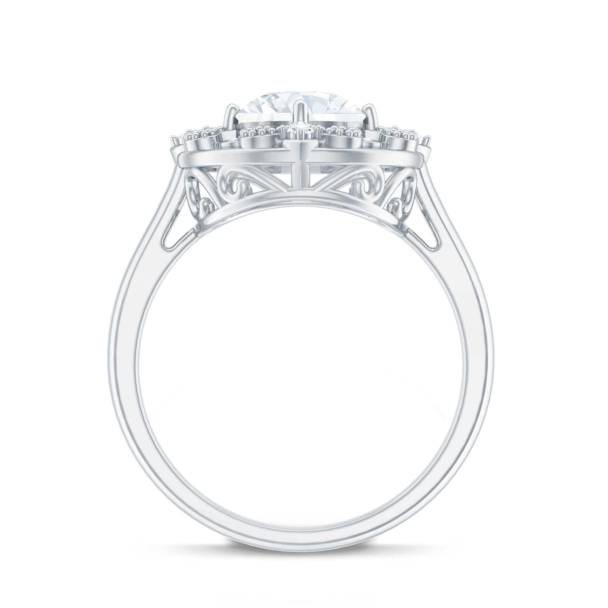 Certified Lab Grown Diamond Beaded Engagement Ring for Women