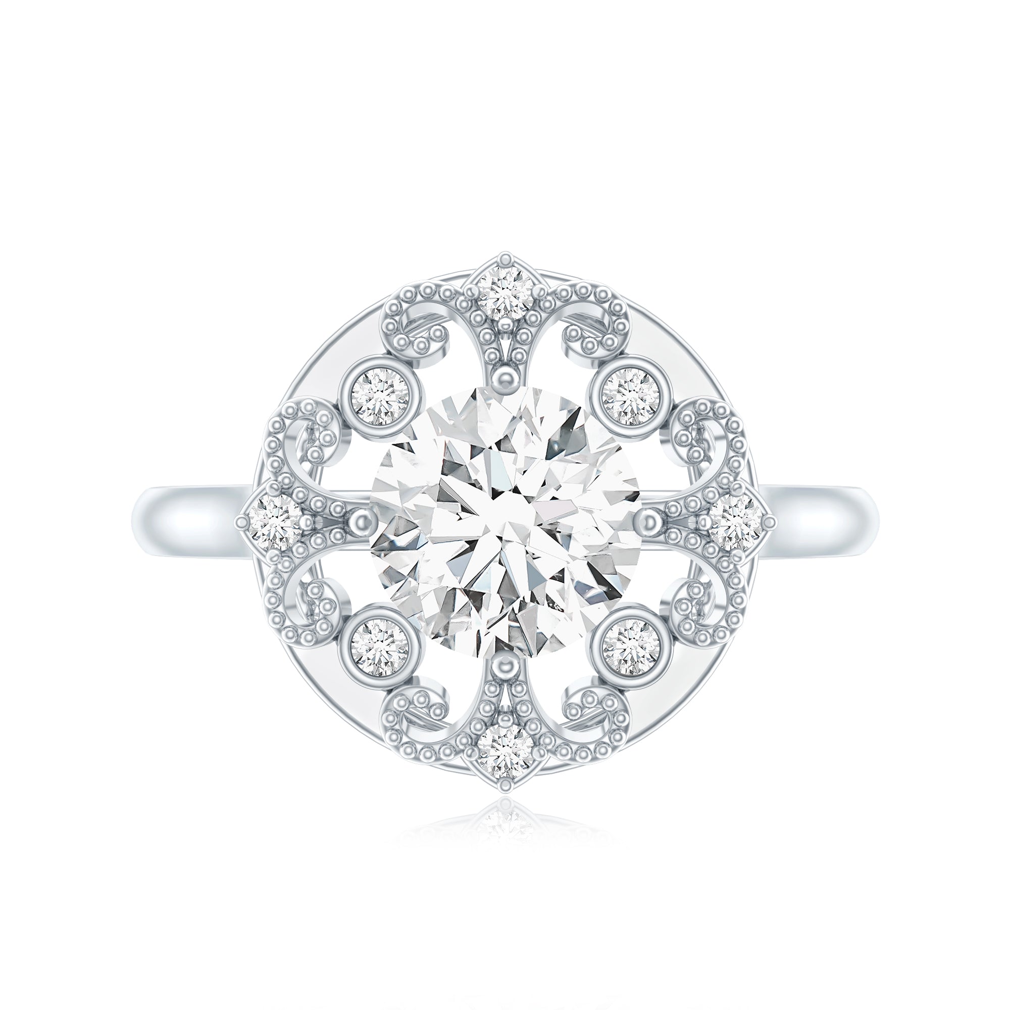 Certified Lab Grown Diamond Beaded Engagement Ring for Women