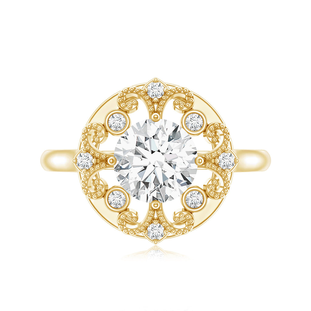 Certified Lab Grown Diamond Beaded Engagement Ring for Women
