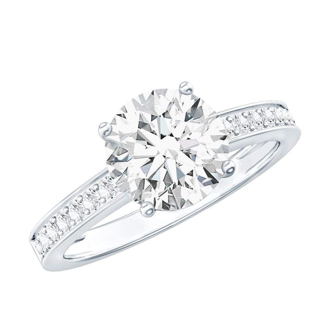 8mm Lab Created Diamond Round Engagement Ring With Hidden Halo