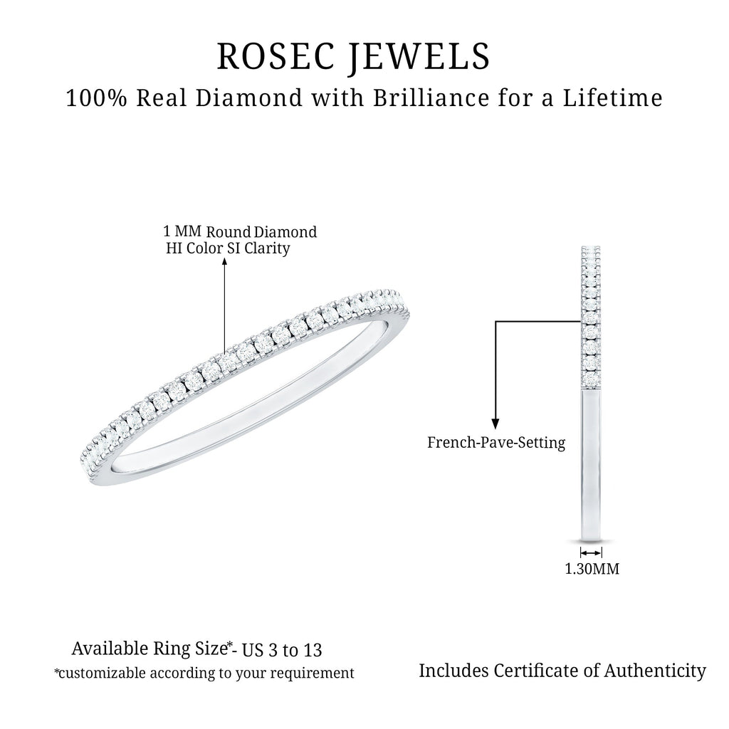 Certified Diamond Half Eternity Ring in Pave Setting