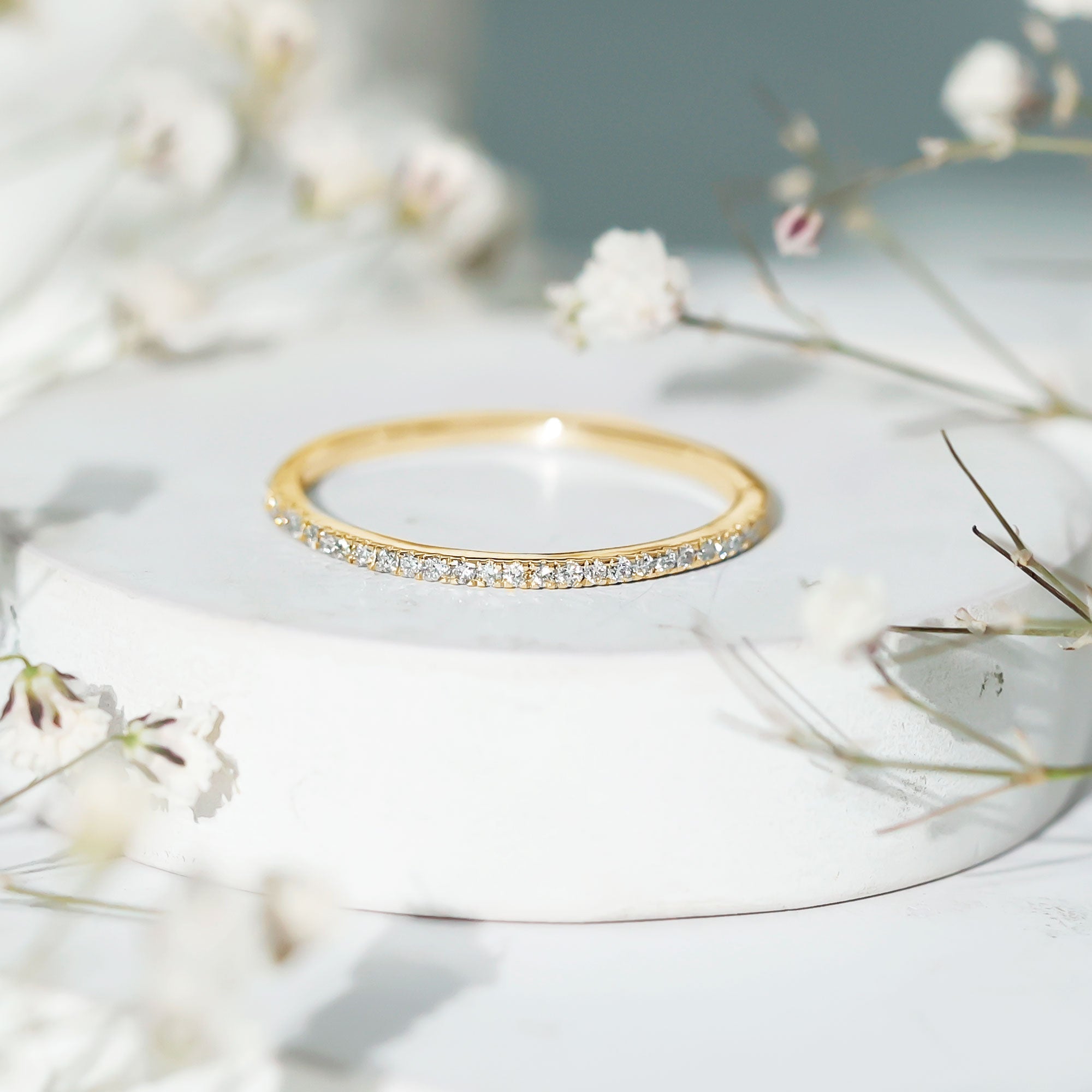 Certified Diamond Half Eternity Ring in Pave Setting