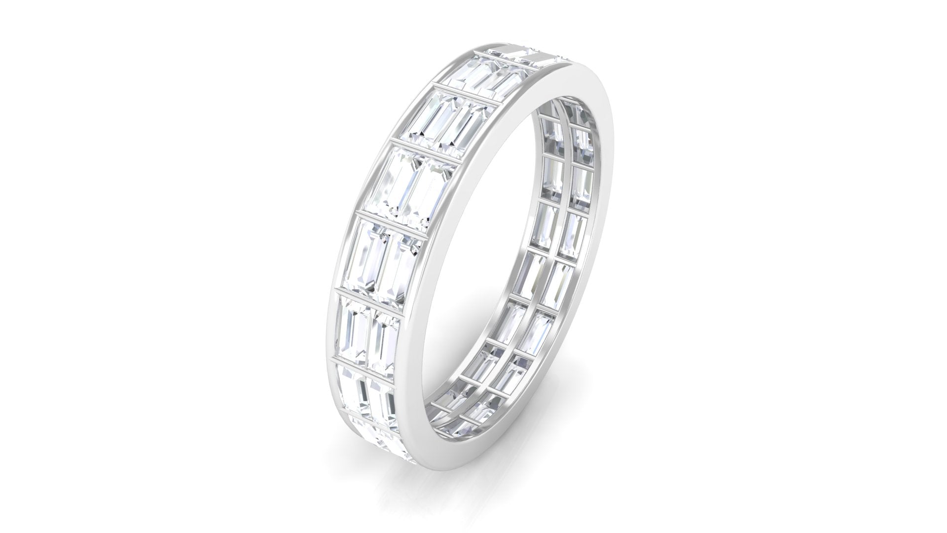 3 CT Cubic Zirconia Two Row Eternity Wedding Band Ring
