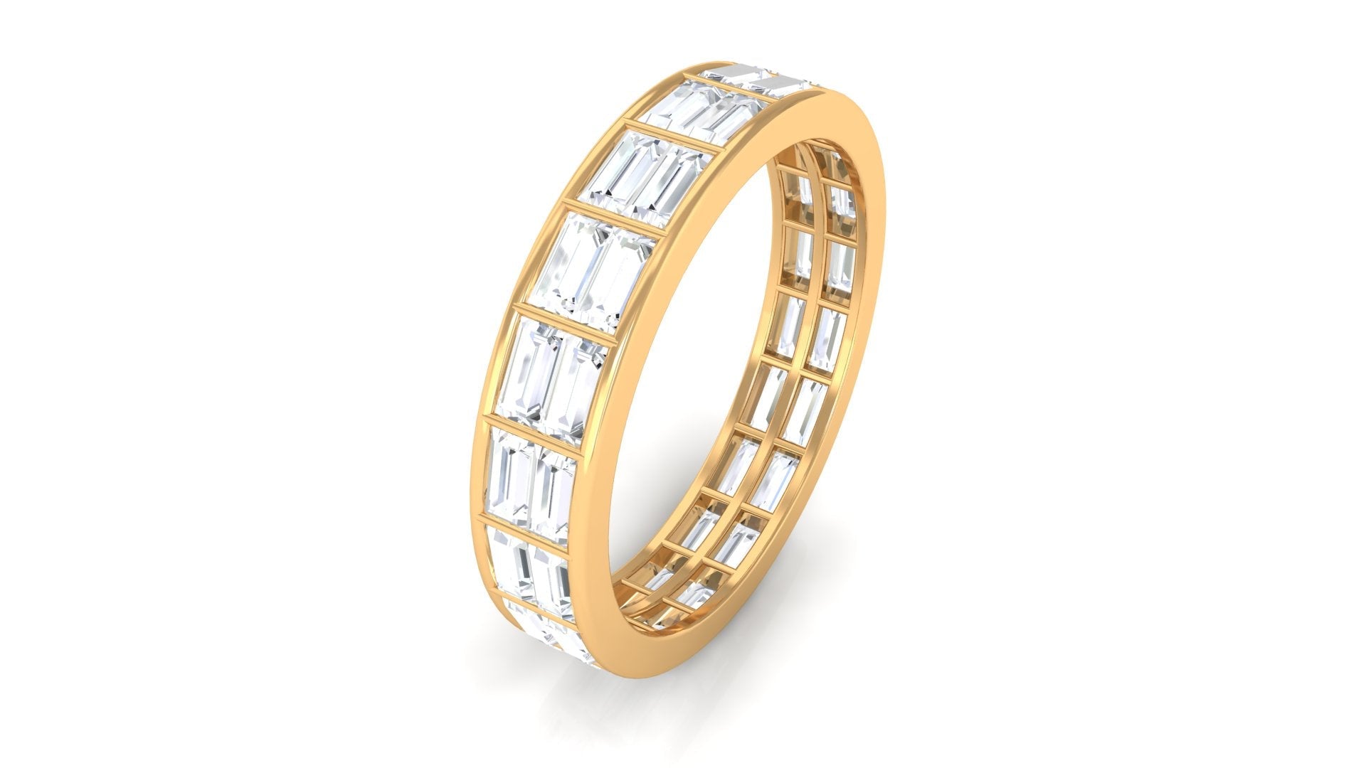3 CT Cubic Zirconia Two Row Eternity Wedding Band Ring