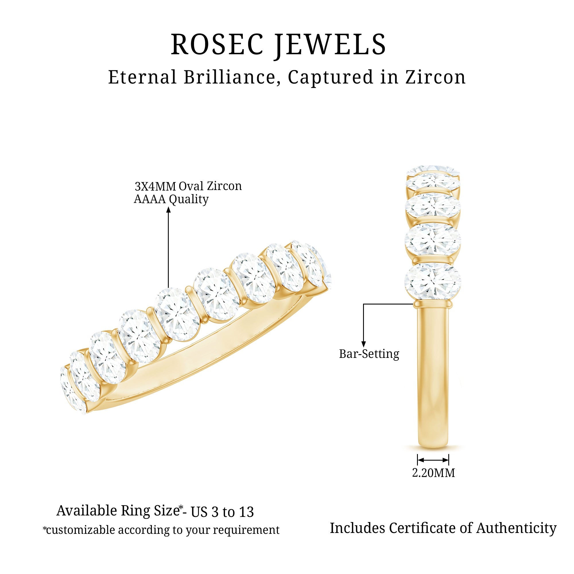 2 CT Zircon Half Eternity Ring