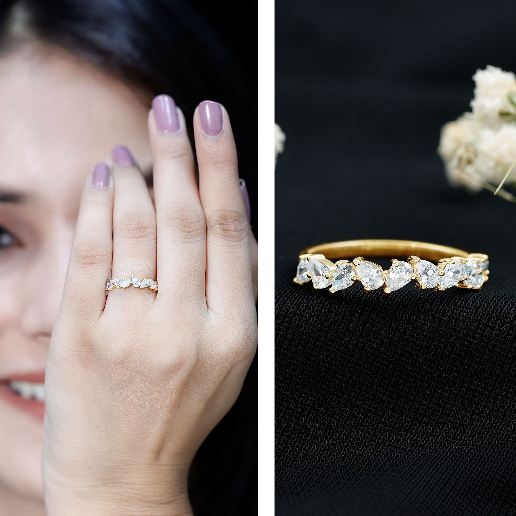 1.50 CT Pear Cut Zircon Elegant Eternity Ring