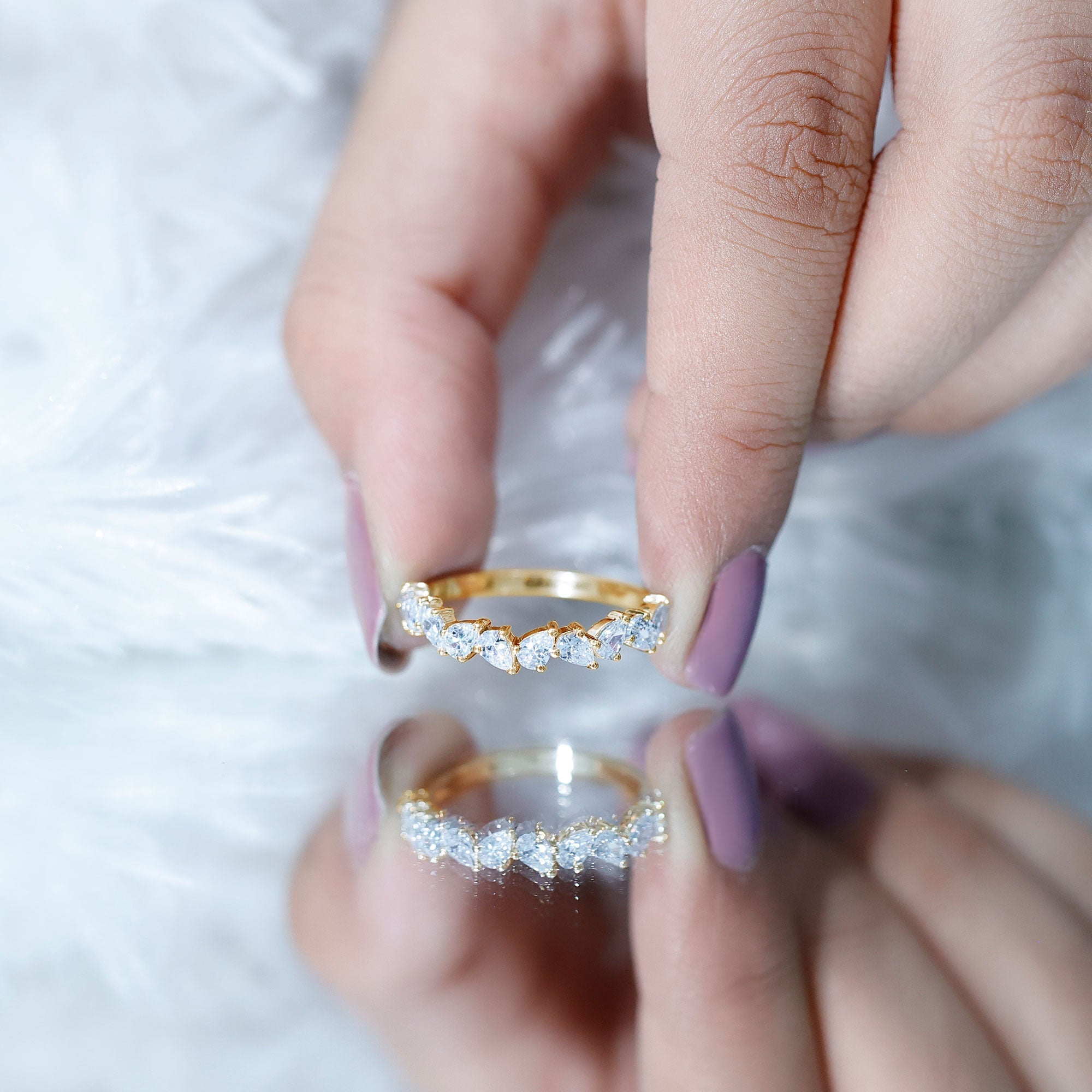 1.50 CT Pear Cut Zircon Elegant Eternity Ring