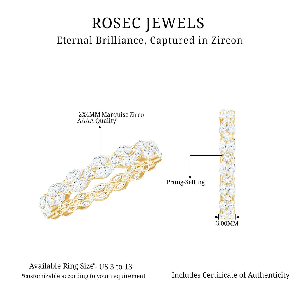 1.25 CT Marquise and Round Cut Zircon Full Eternity Ring