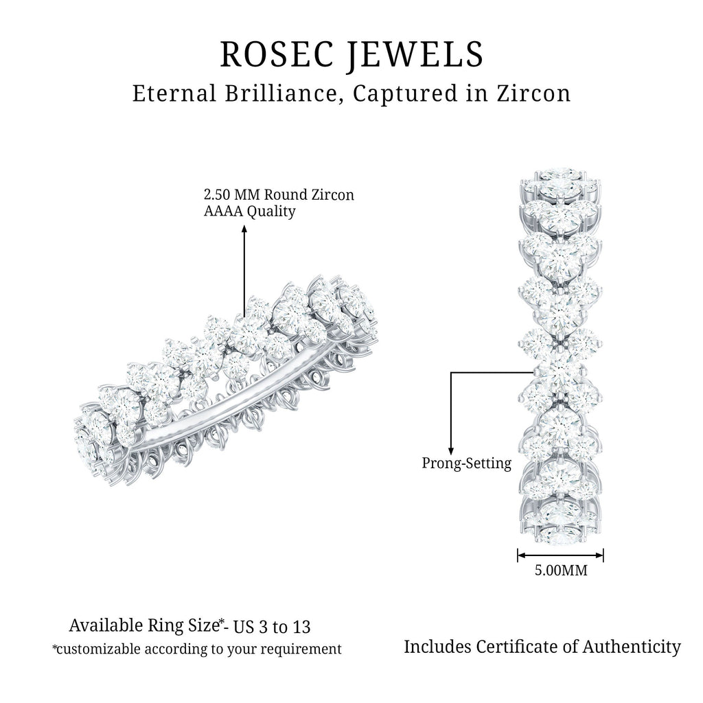 3.5 CT Zircon Cluster Eternity Ring in Prong Setting