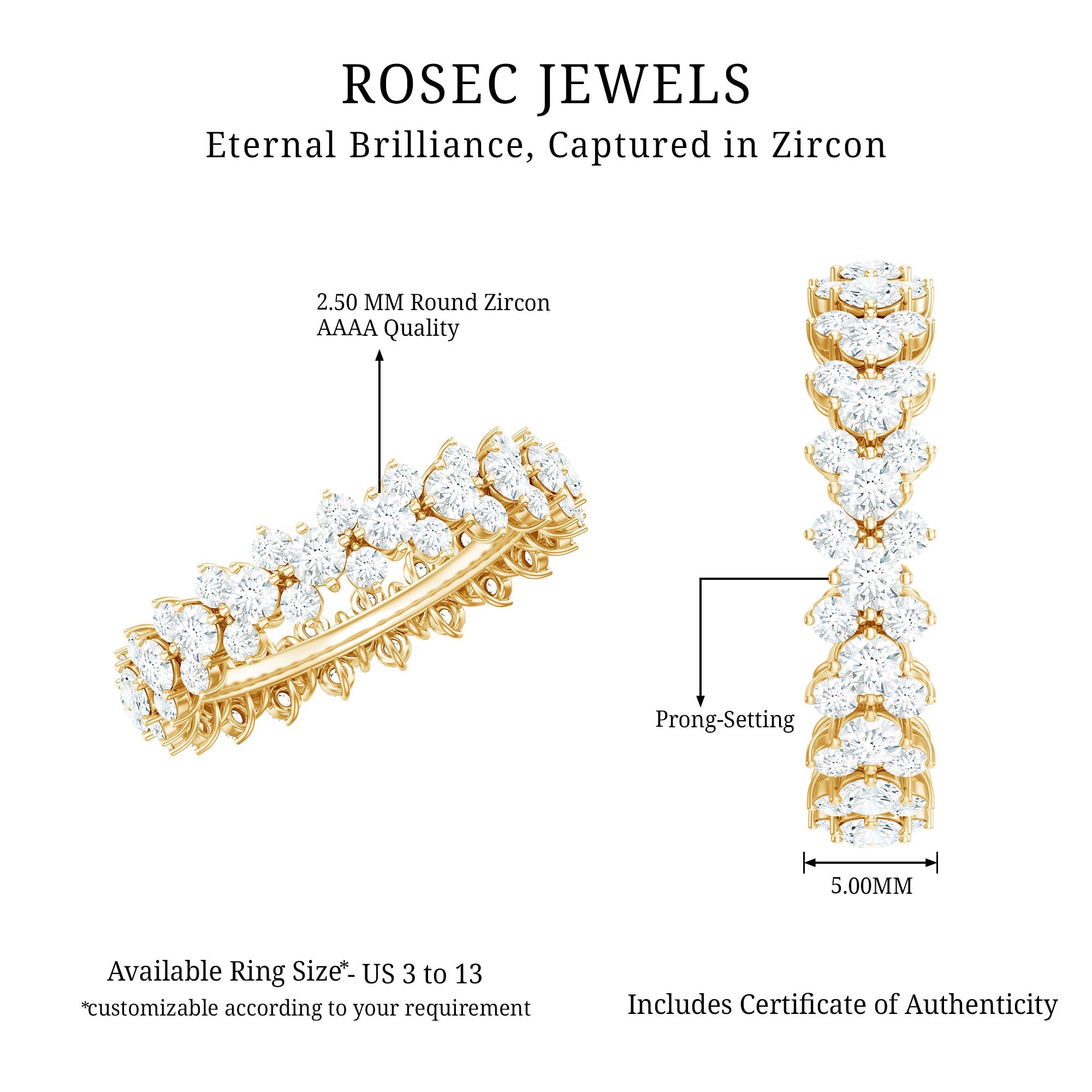 3.5 CT Zircon Cluster Eternity Ring in Prong Setting