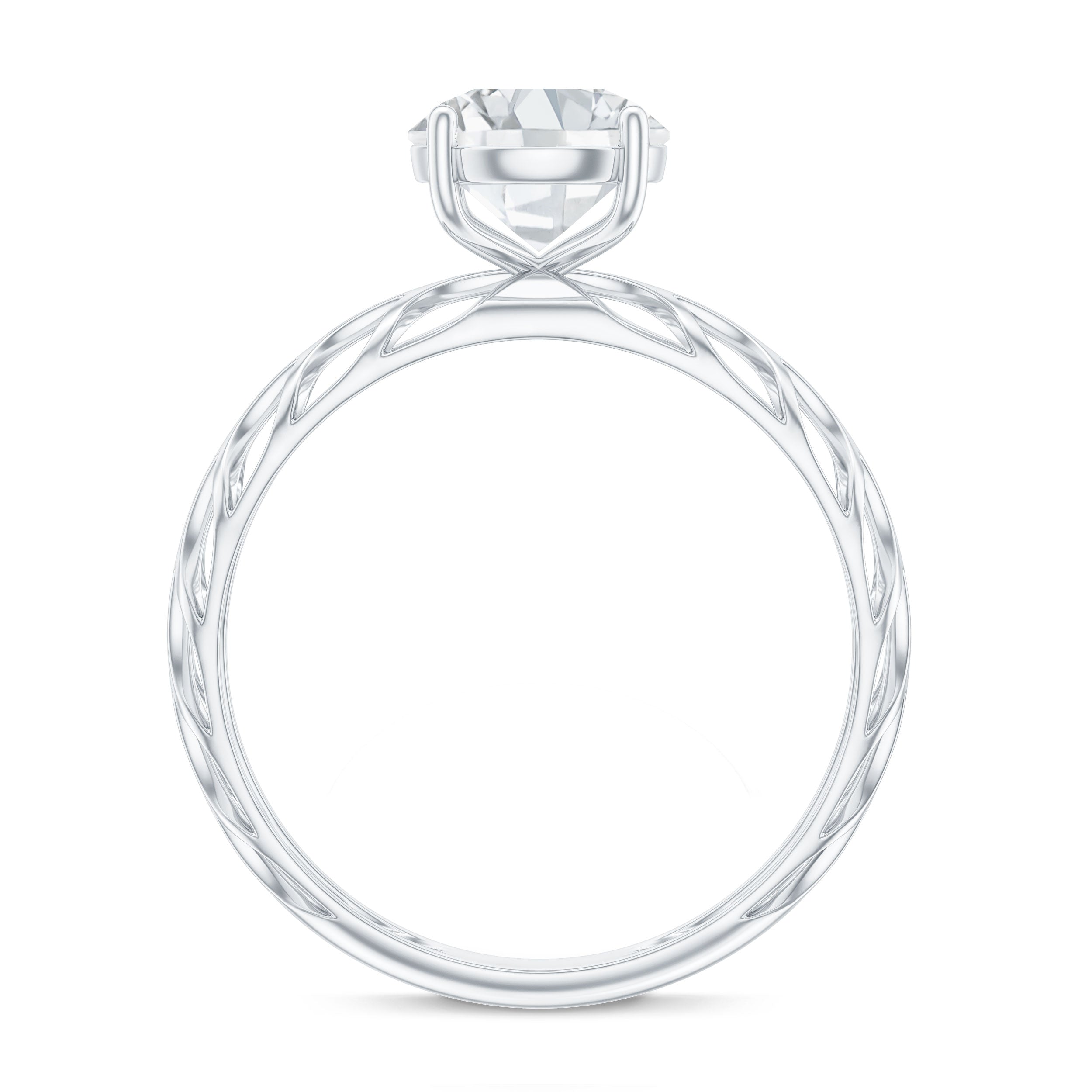 7 MM Solitaire Moissanite Engagement Ring with Filigree Band