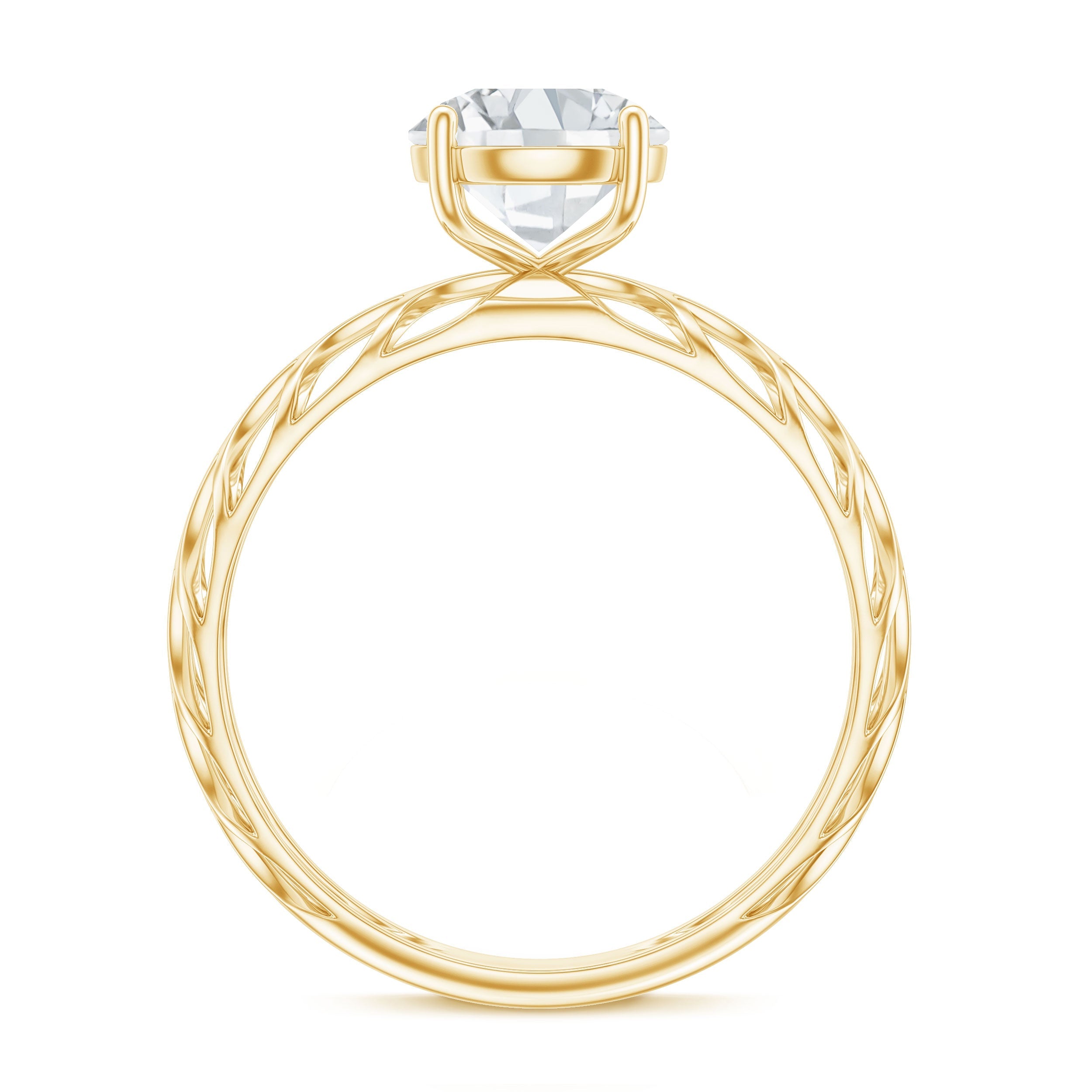 7 MM Solitaire Moissanite Engagement Ring with Filigree Band