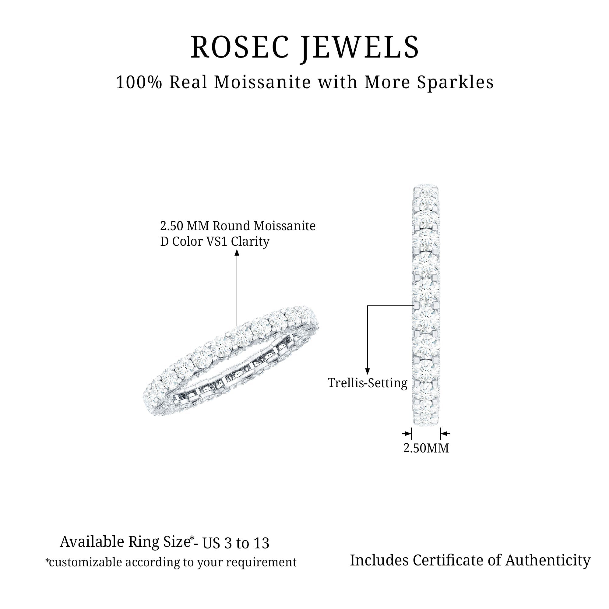 Trellis Set Moissanite Full Eternity Band Ring
