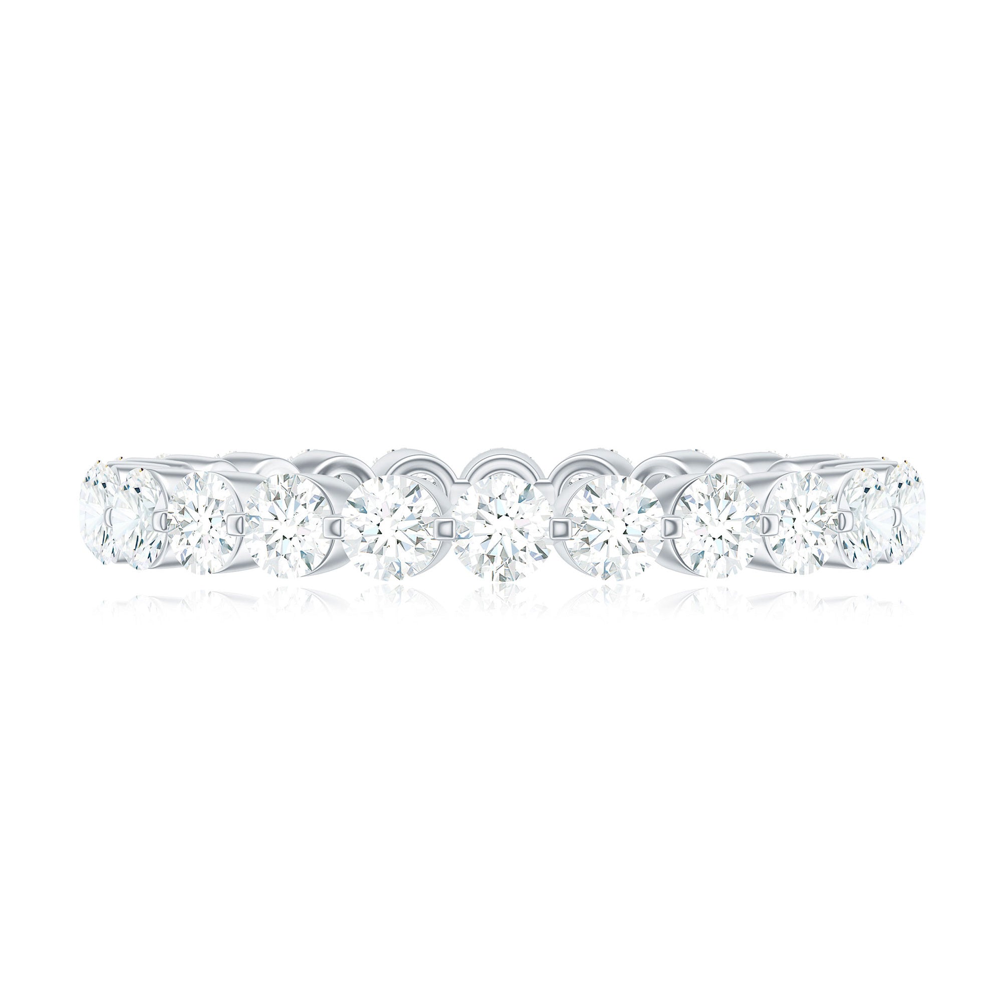 Certified Round Cut Moissanite Eternity Band Ring