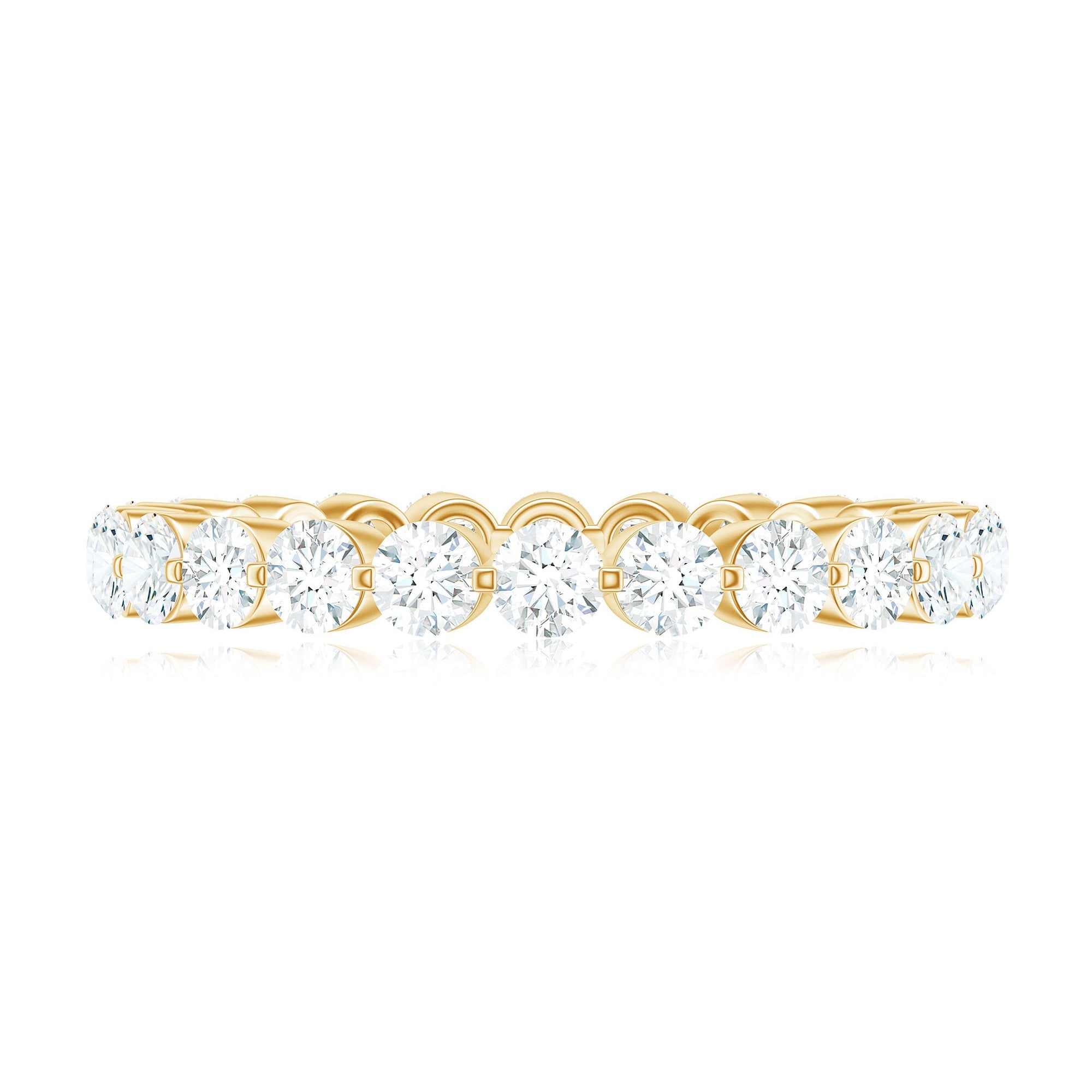 Certified Round Cut Moissanite Eternity Band Ring