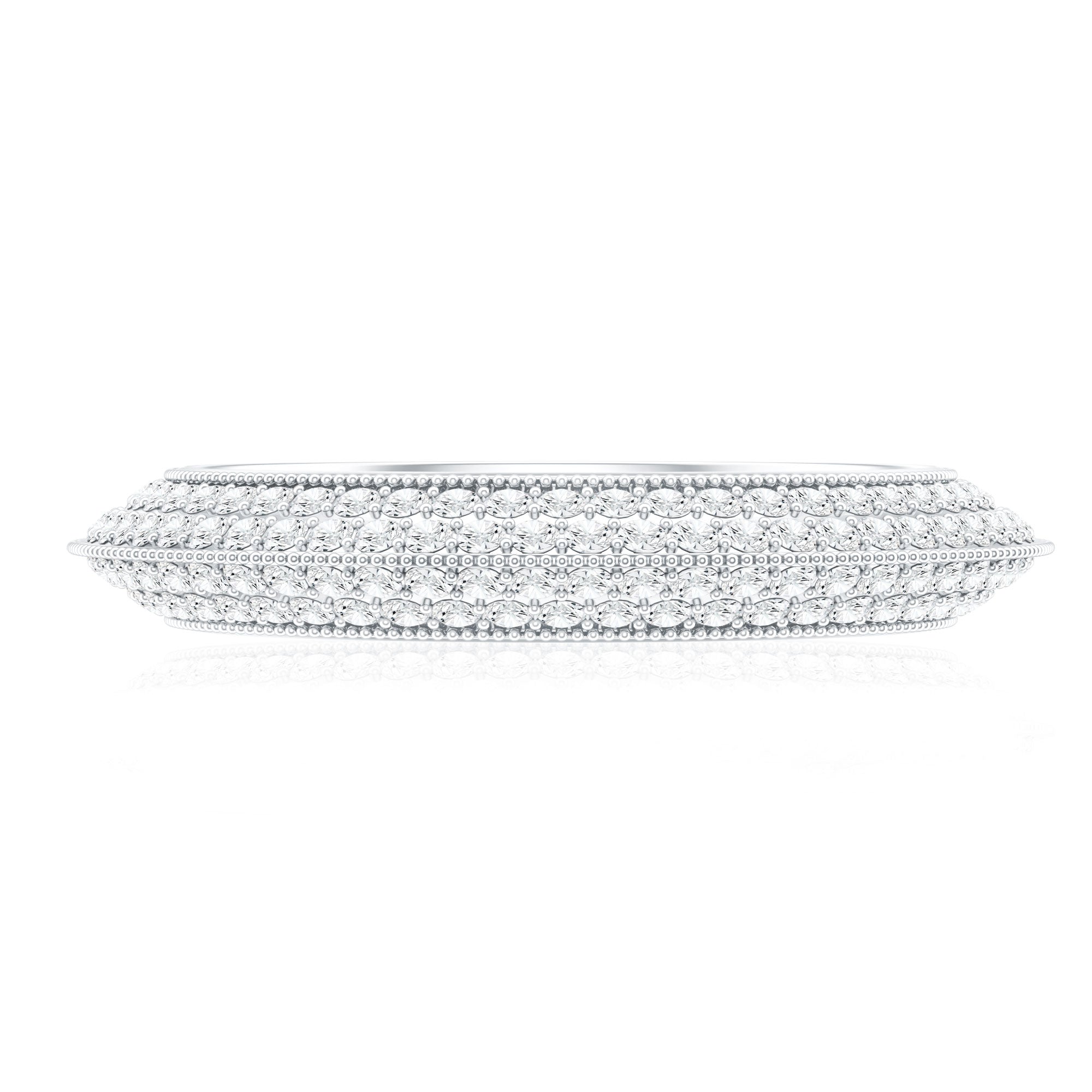 Pave Set Moissanite Eternity Band with Milgrain Detailing