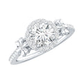 Certified Moissanite Flower Engagement Ring in Gold