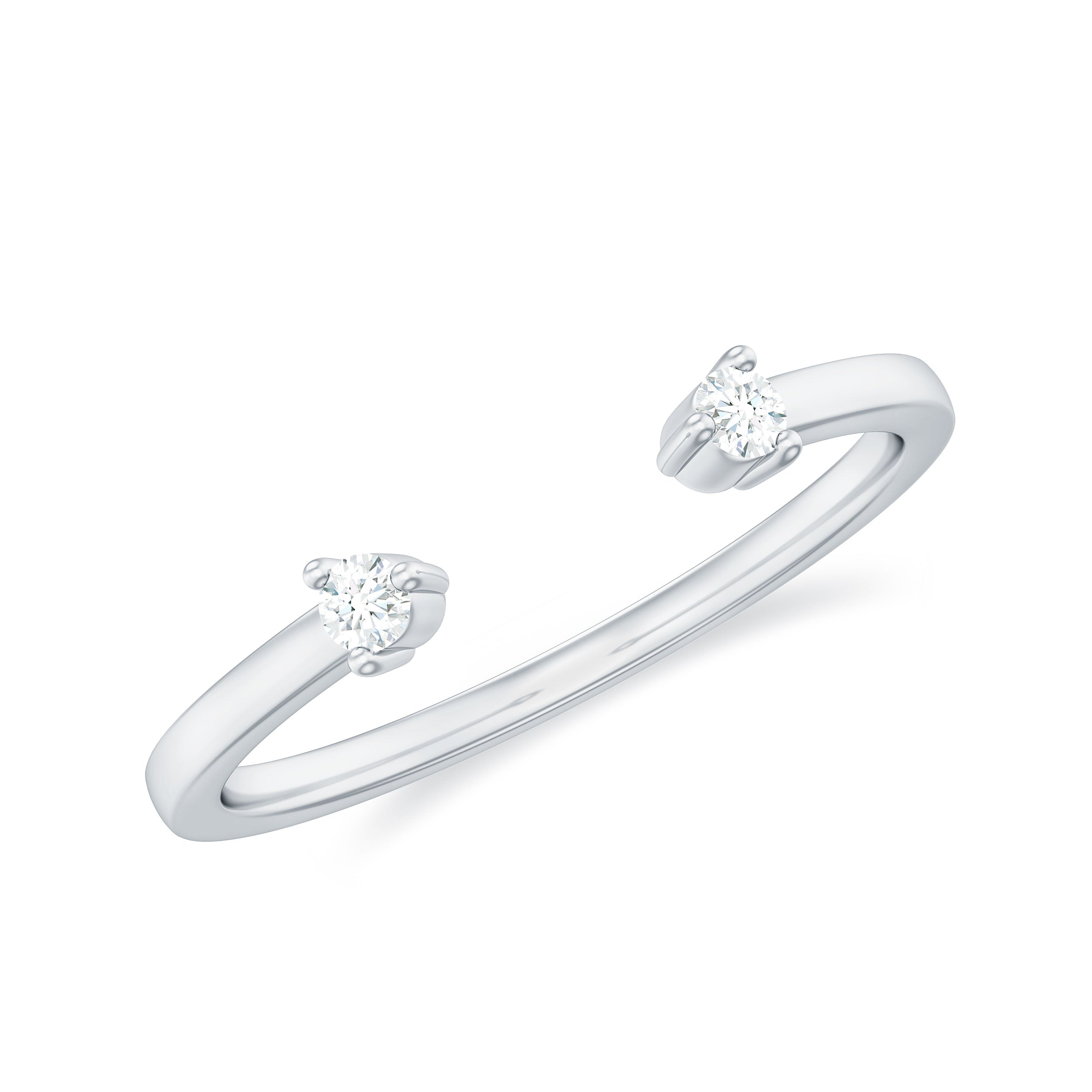 Dainty Diamond Two Stone Cuff Ring in Gold