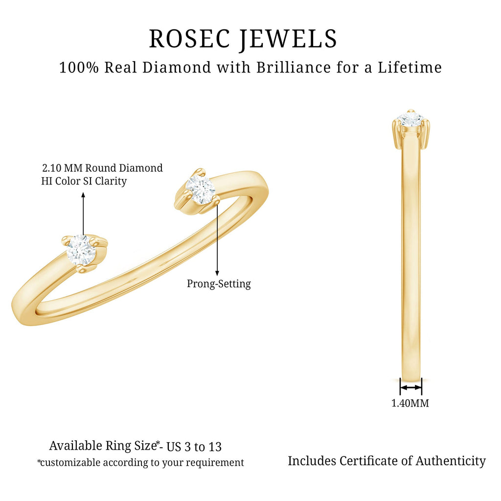 Dainty Diamond Two Stone Cuff Ring in Gold