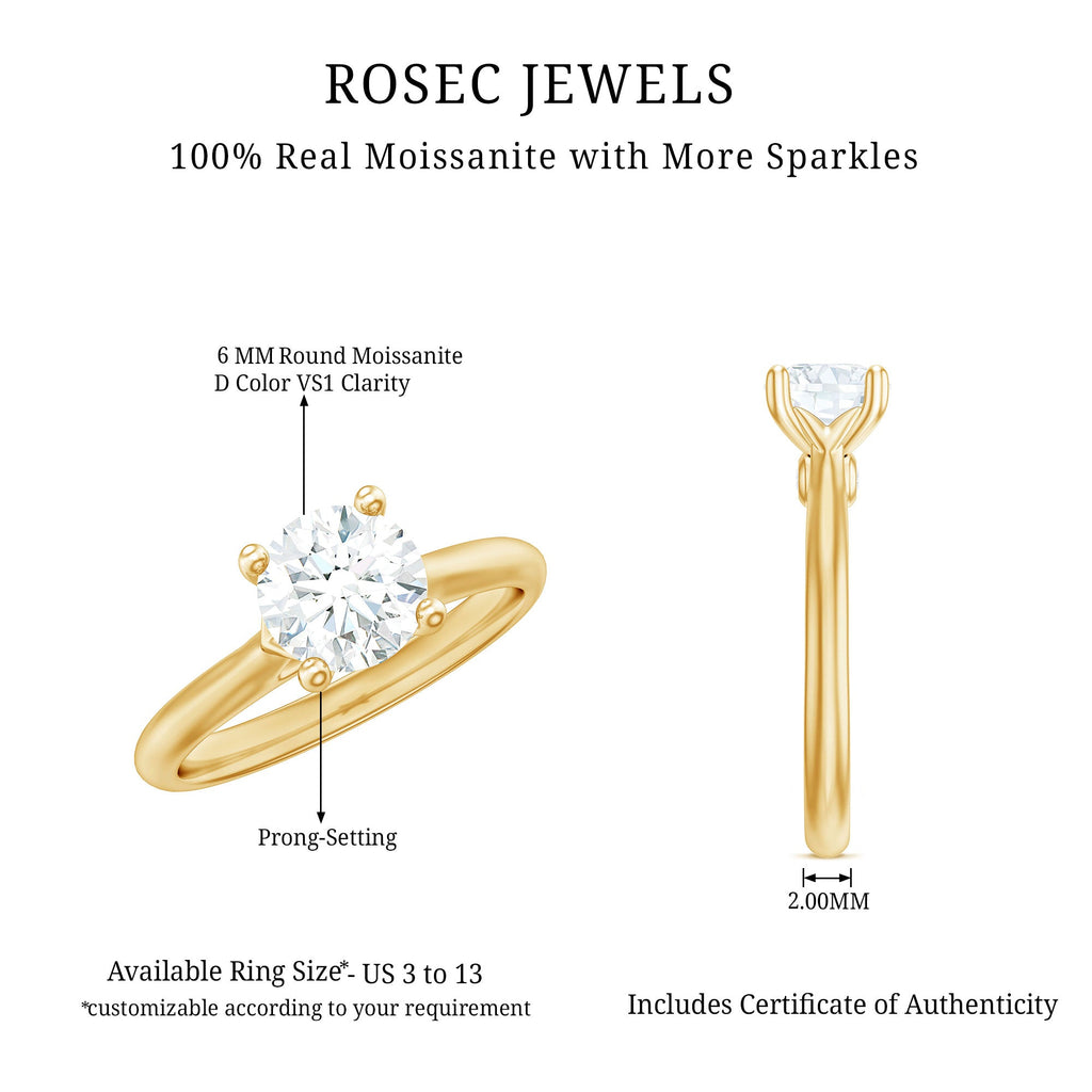 Solitaire Round Cut Moissanite Engagement Ring for Her
