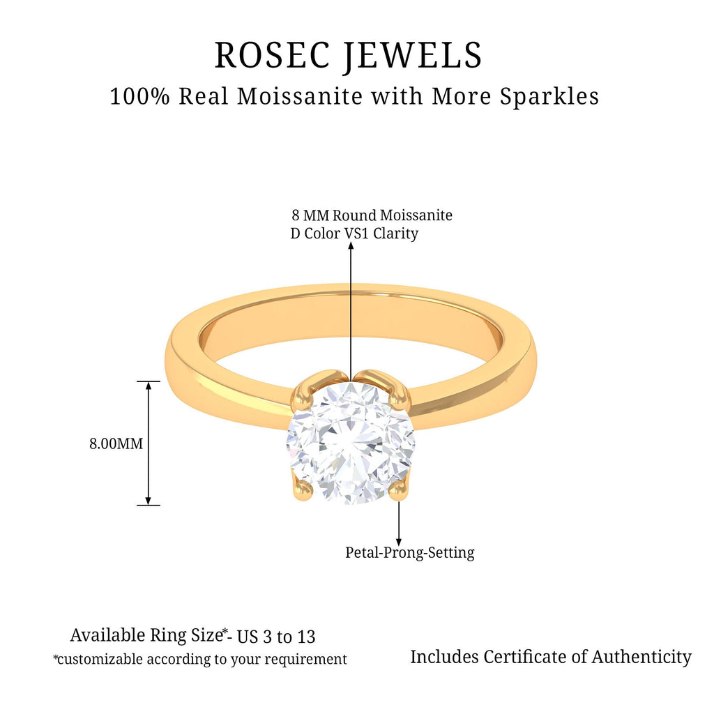 Petal Prong Set Round Moissanite Solitaire Engagement Ring