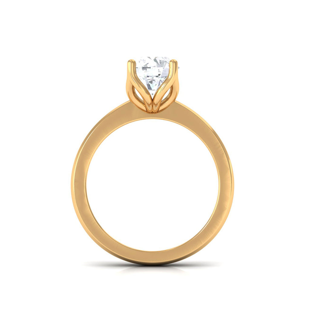 Petal Prong Set Round Moissanite Solitaire Engagement Ring