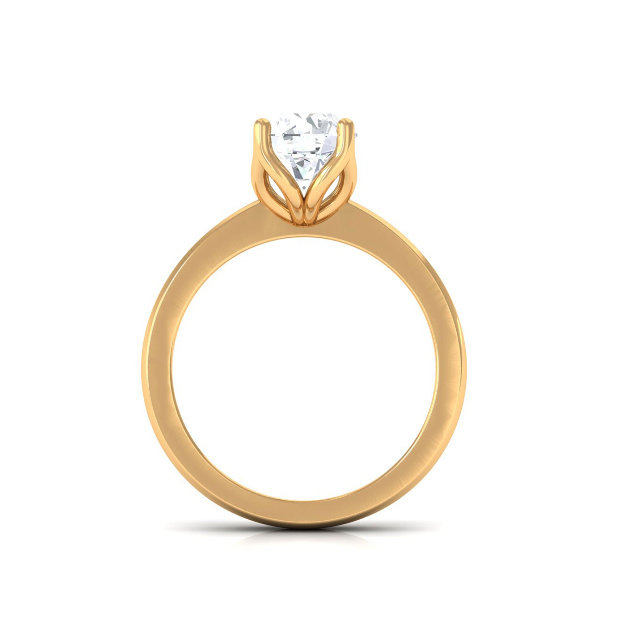 Petal Prong Set Round Moissanite Solitaire Engagement Ring