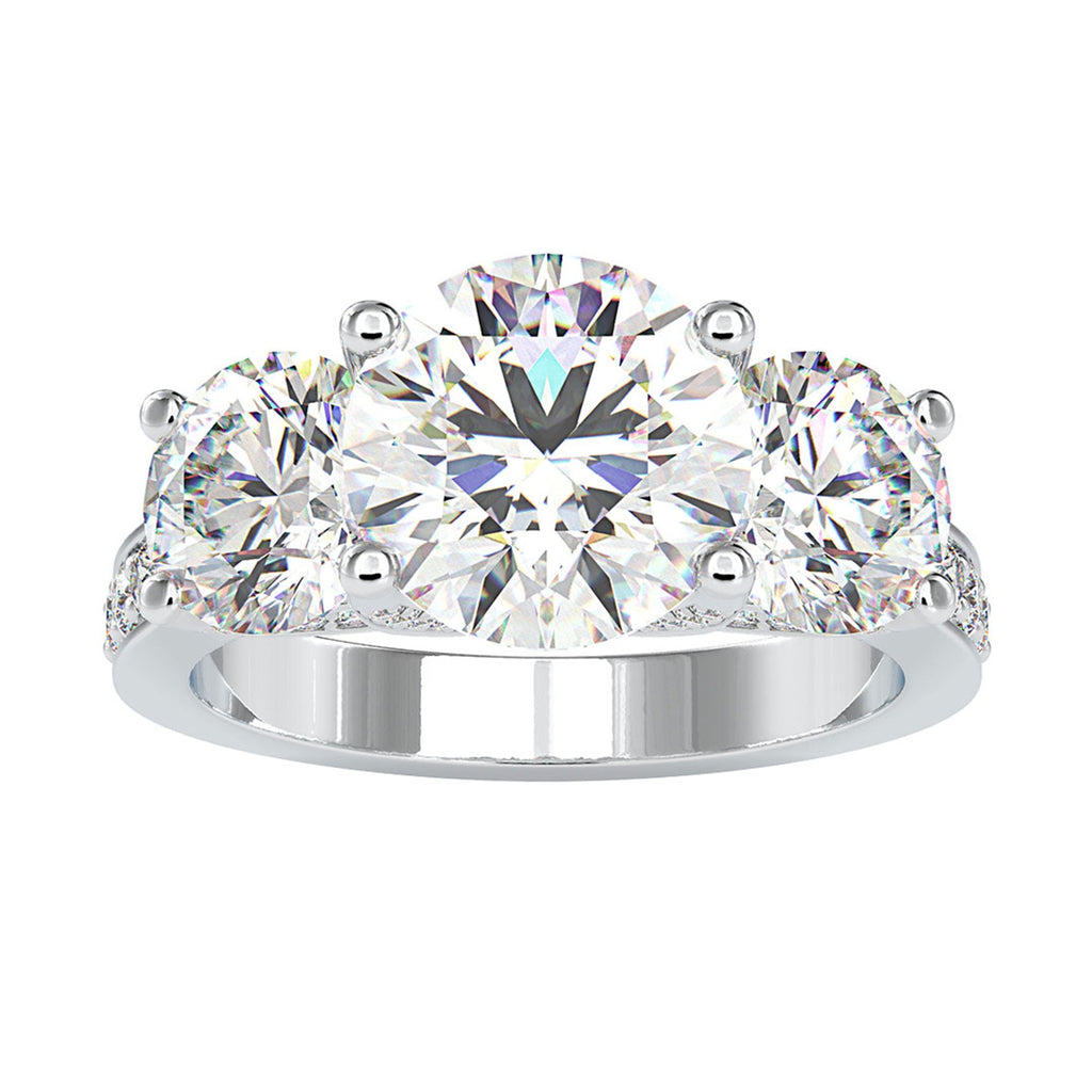 6 CT Zircon Three Stone Engagement Ring in Gold
