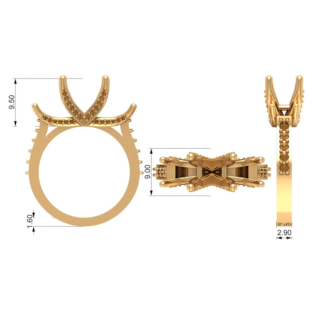 6 CT Zircon Three Stone Engagement Ring in Gold