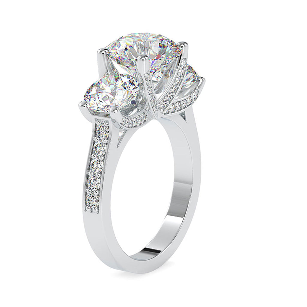 6 CT Zircon Three Stone Engagement Ring in Gold