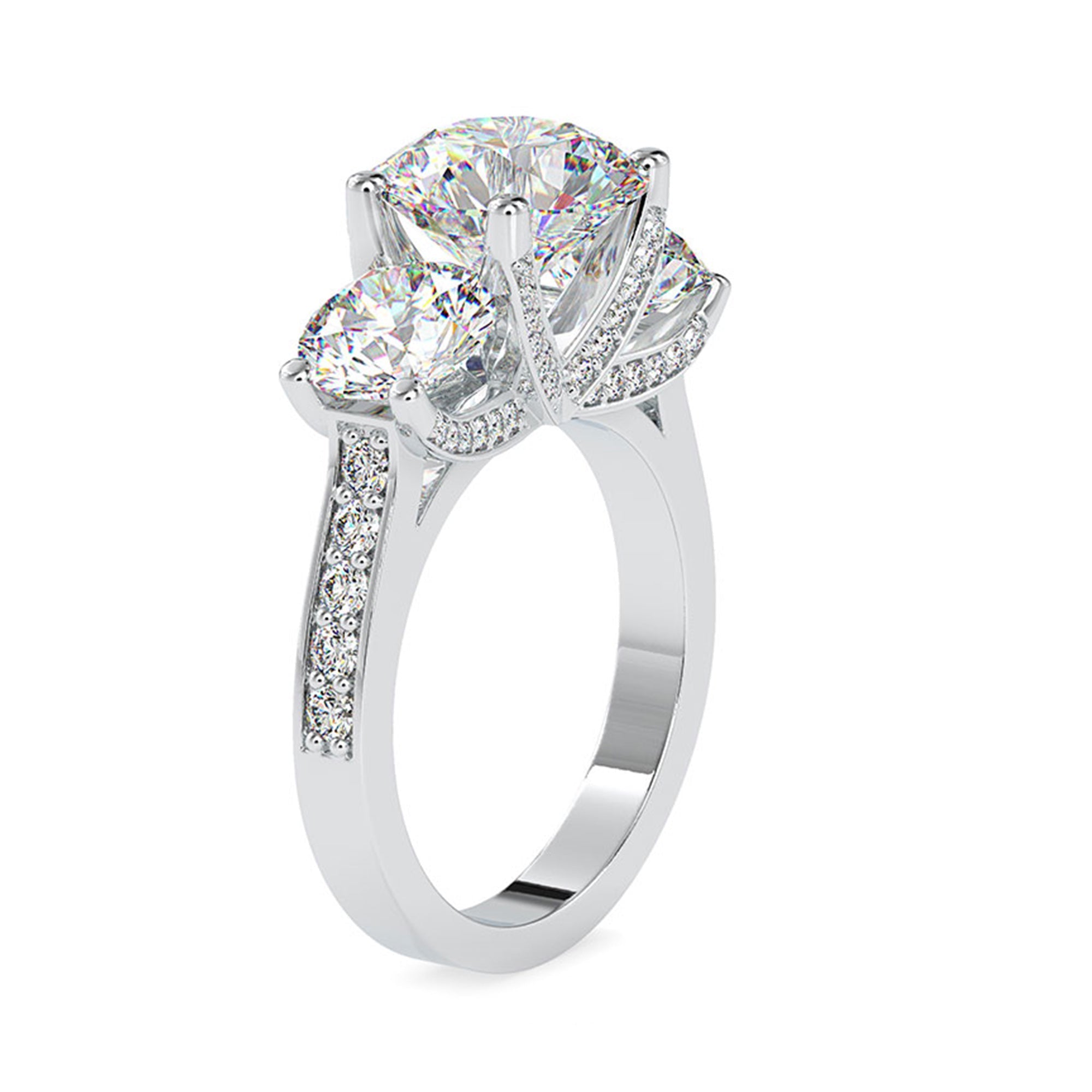 6 CT Zircon Three Stone Engagement Ring in Gold