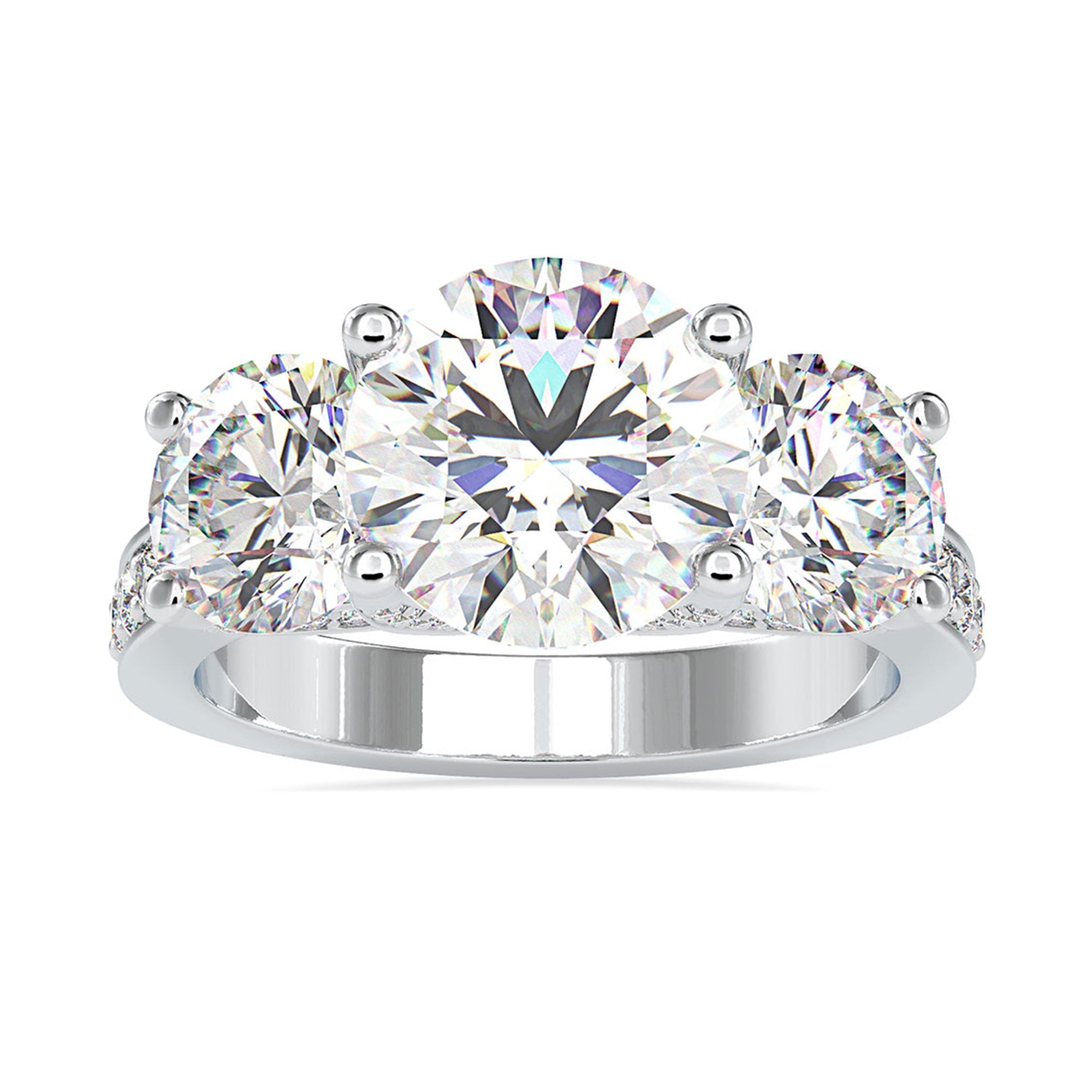 6 CT Zircon Three Stone Engagement Ring in Gold