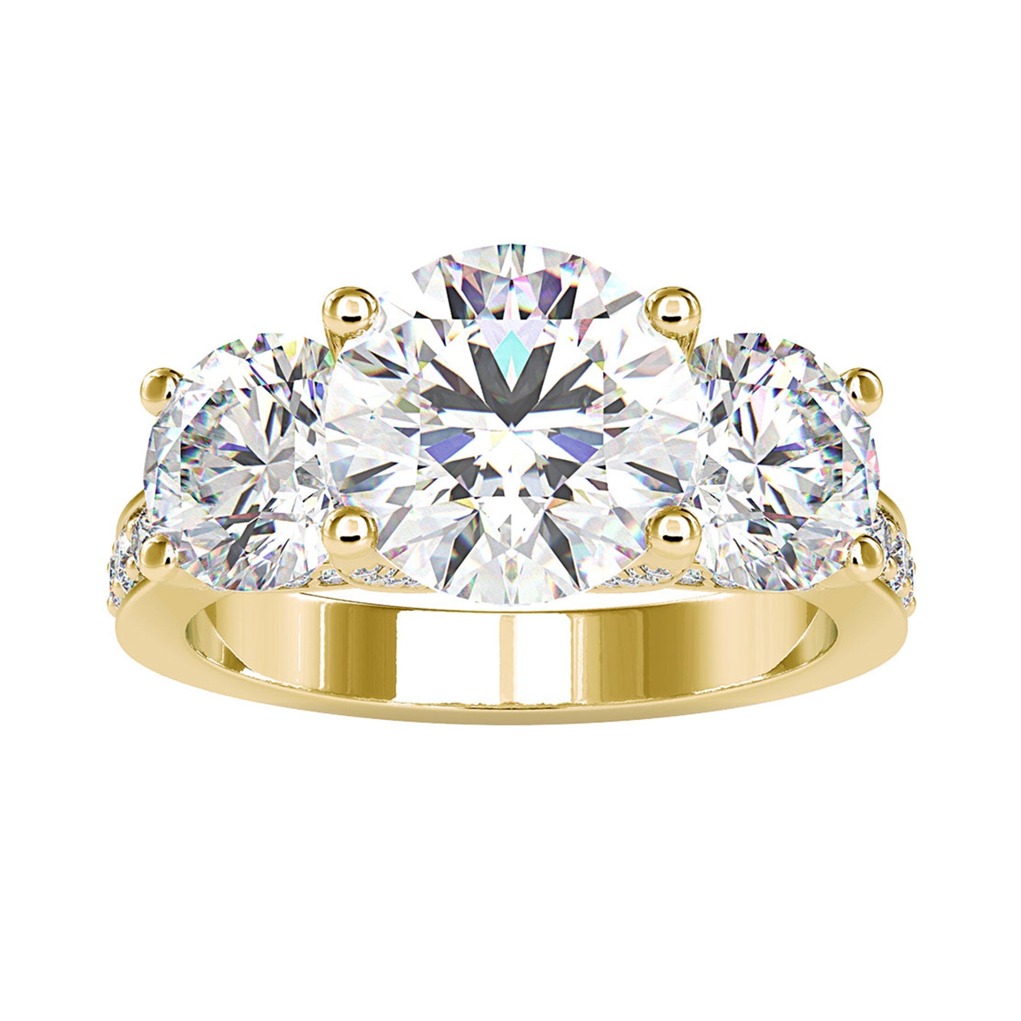 6 CT Zircon Three Stone Engagement Ring in Gold