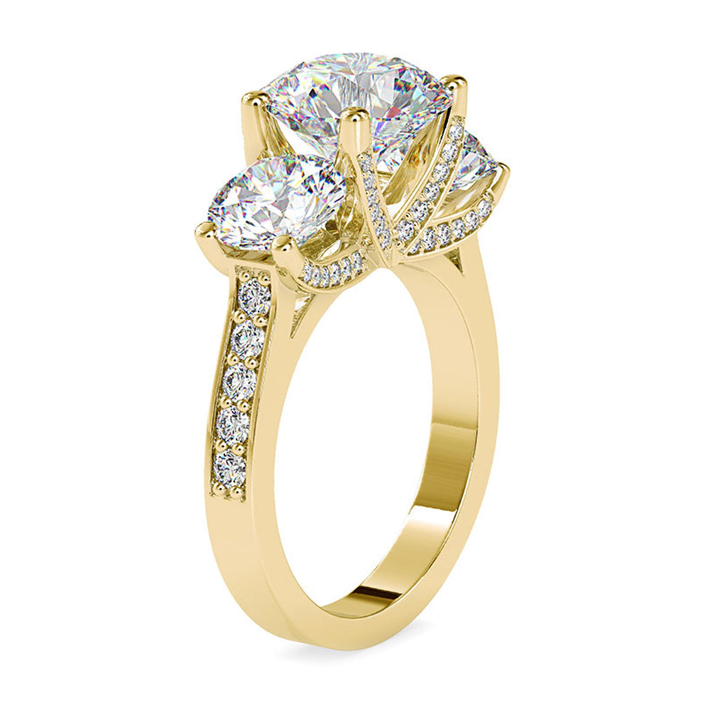 6 CT Zircon Three Stone Engagement Ring in Gold