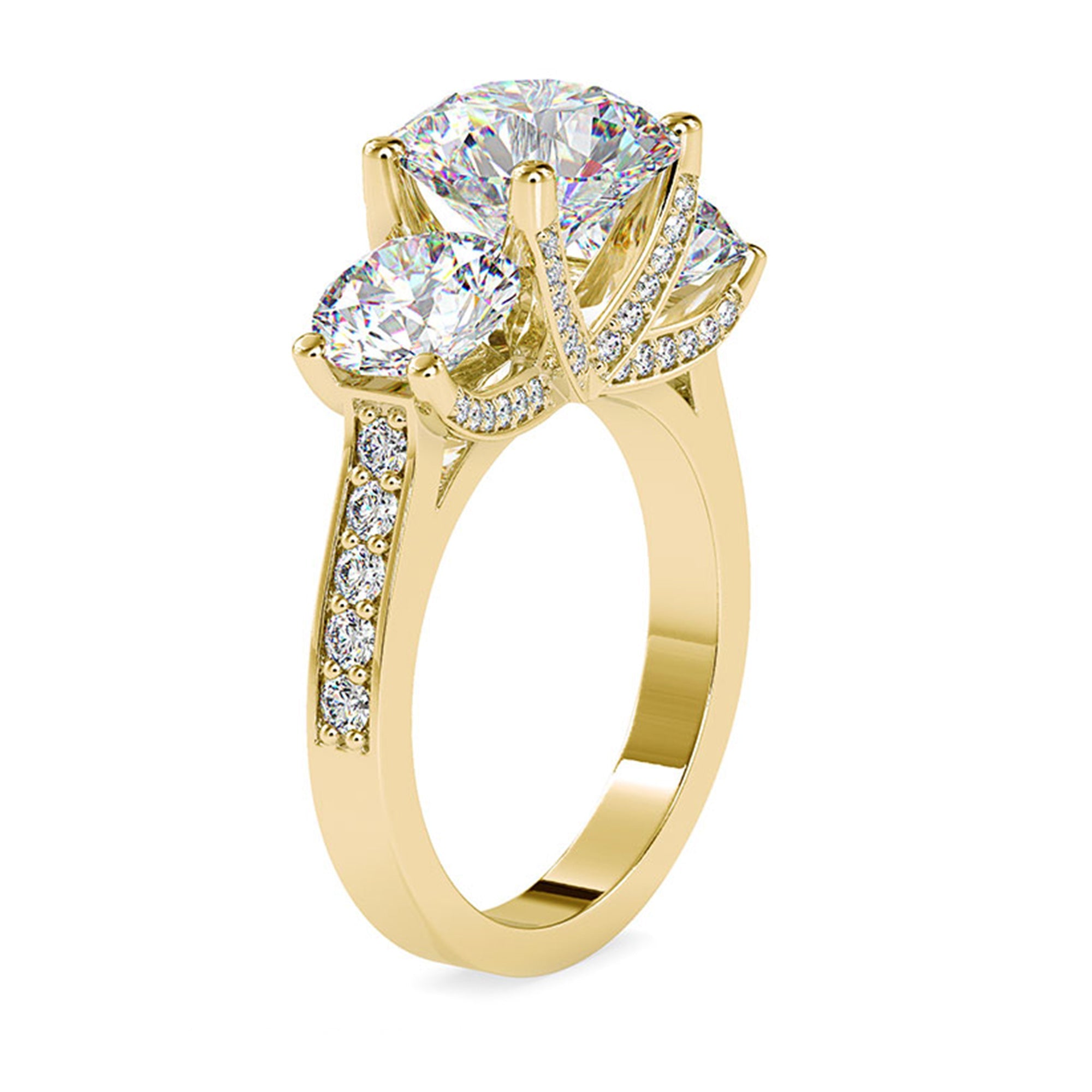 6 CT Zircon Three Stone Engagement Ring in Gold