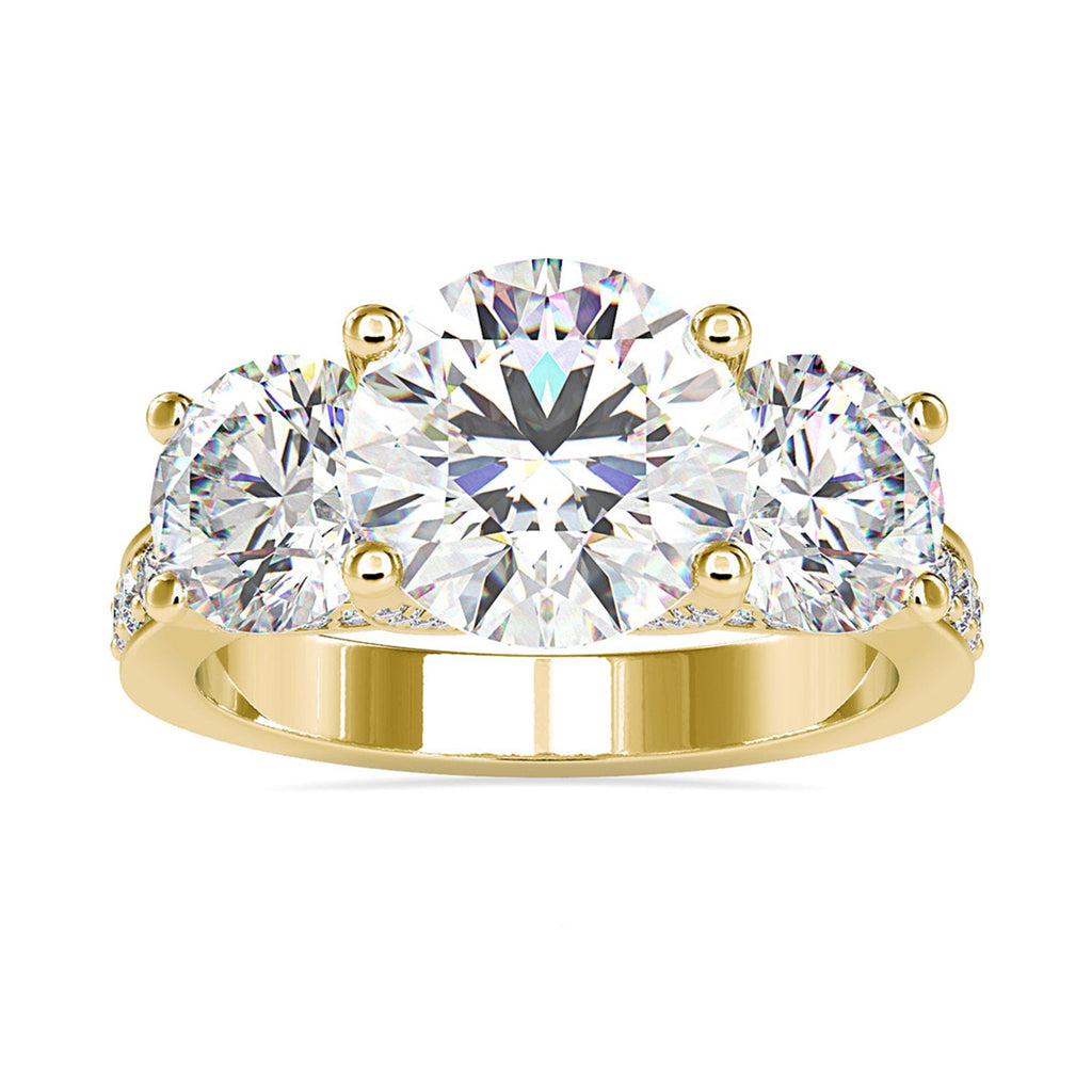 6 CT Zircon Three Stone Engagement Ring in Gold