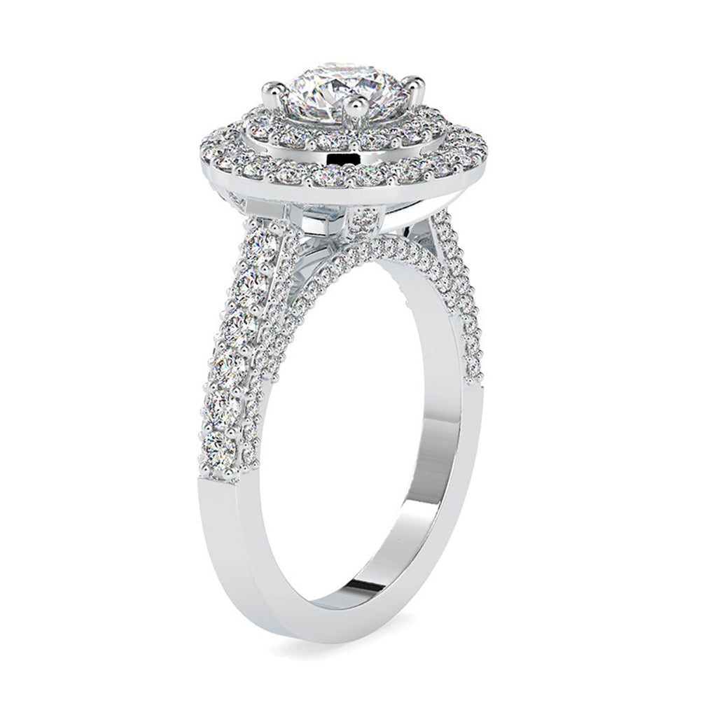 Zircon Double Halo Engagement Ring in Gold
