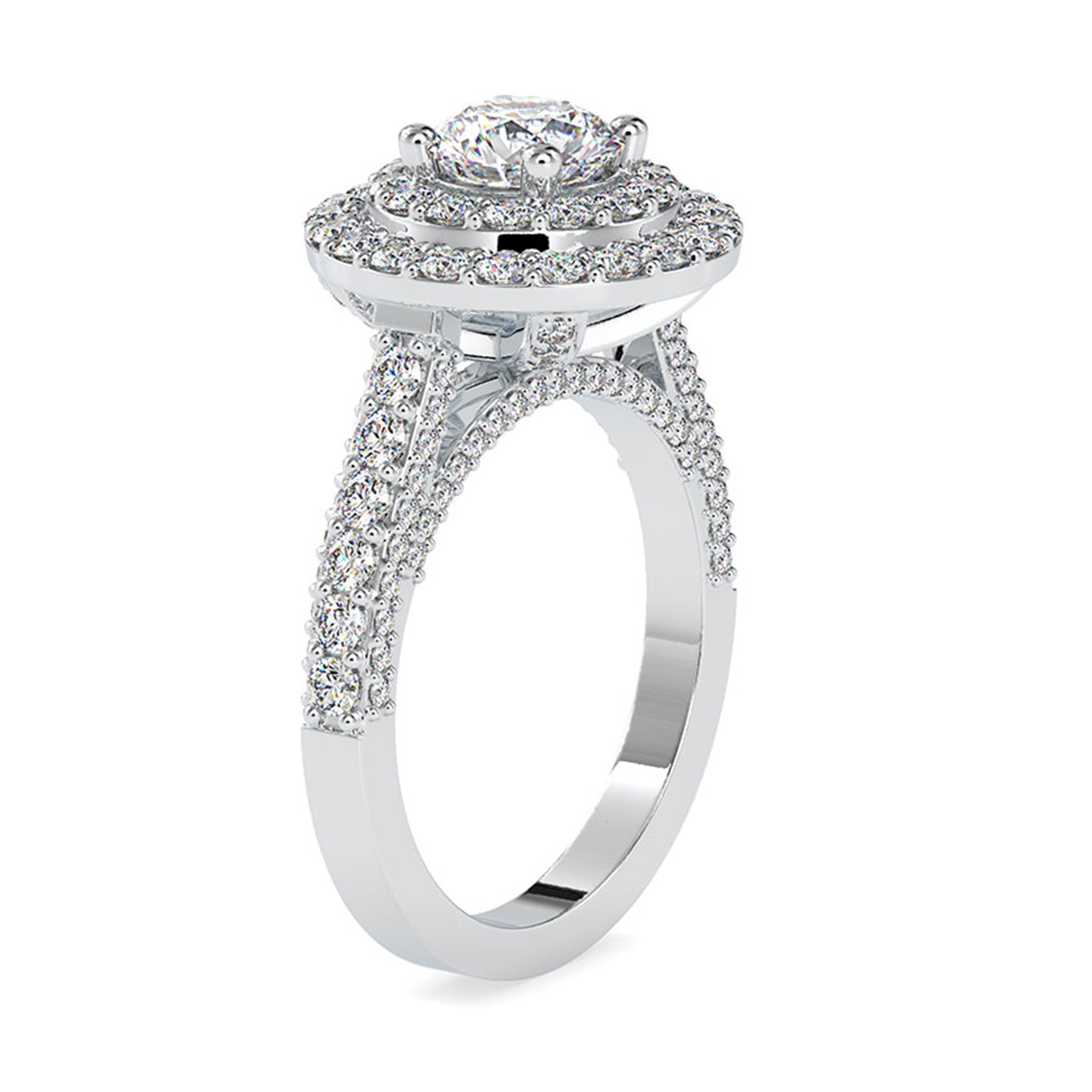 Zircon Double Halo Engagement Ring in Gold