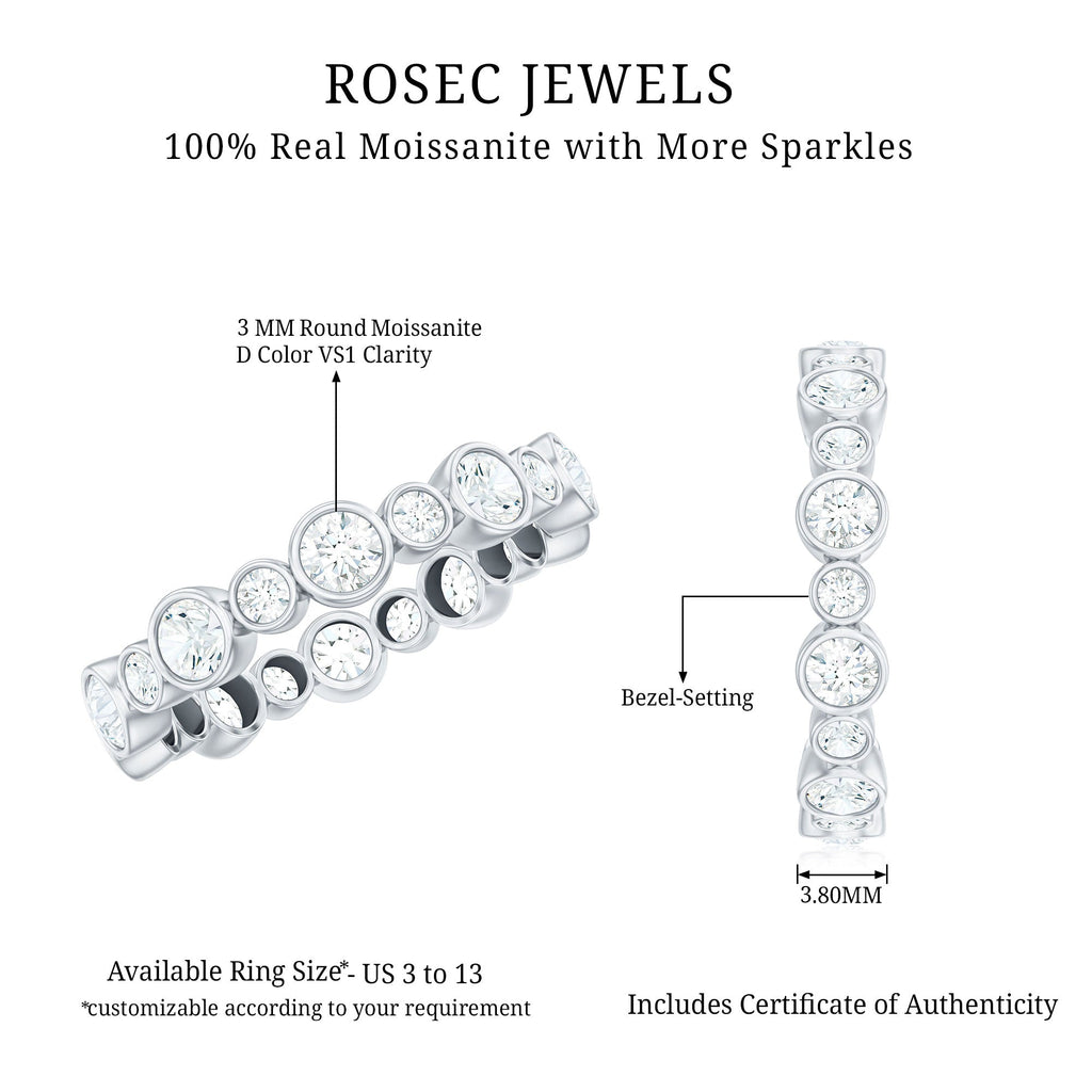 Certified Round Cut Moissanite Eternity Stackable Ring For Her