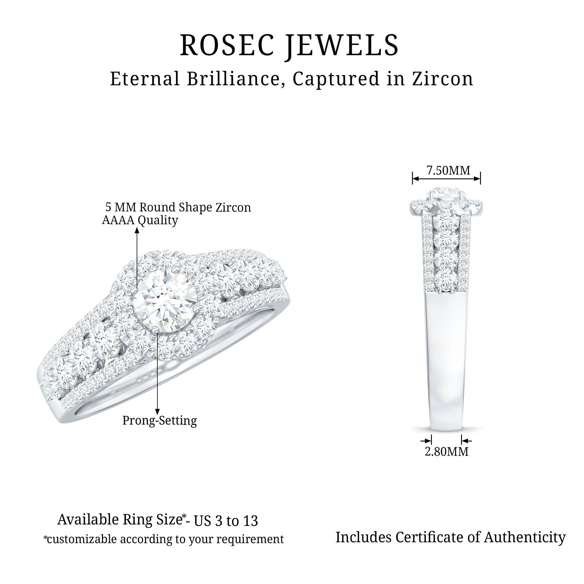 1.50 CT Zircon Statement Engagement Ring