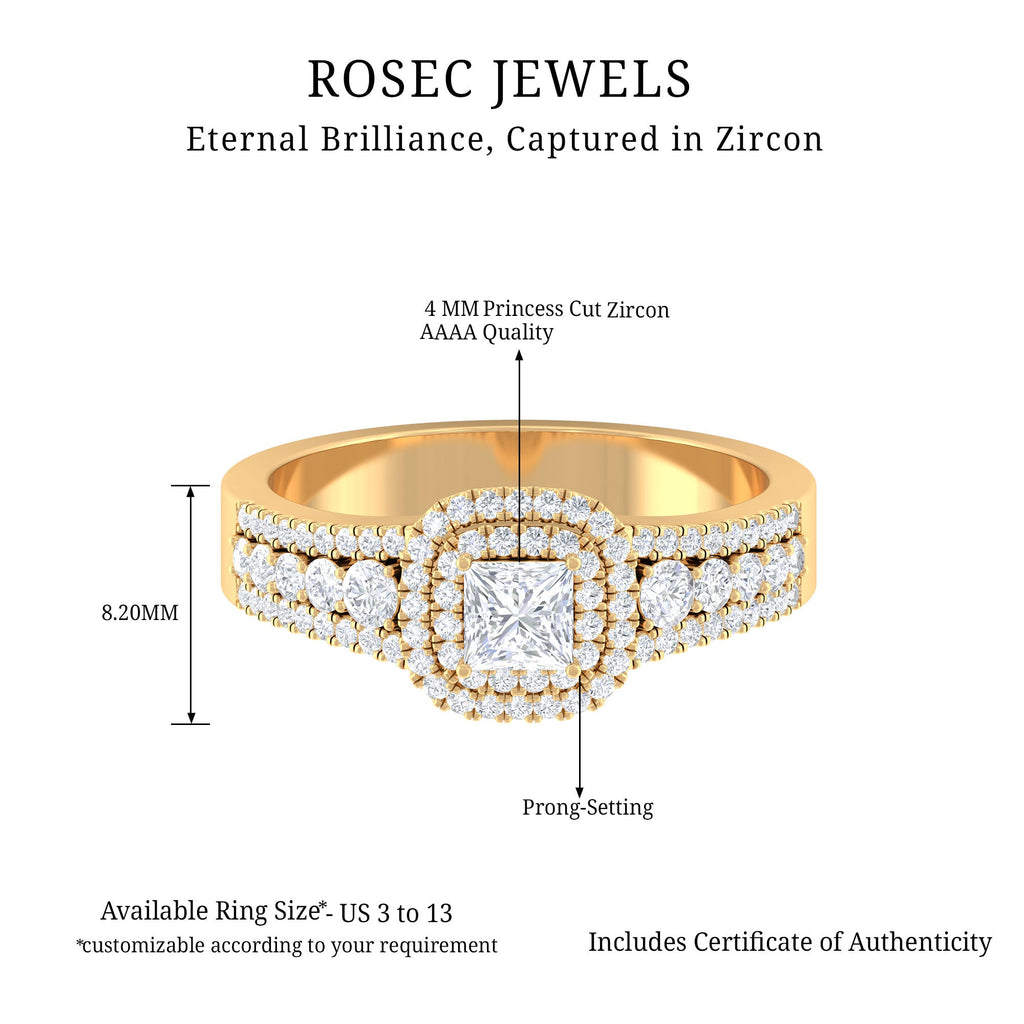 Zircon Double Halo Engagement Ring