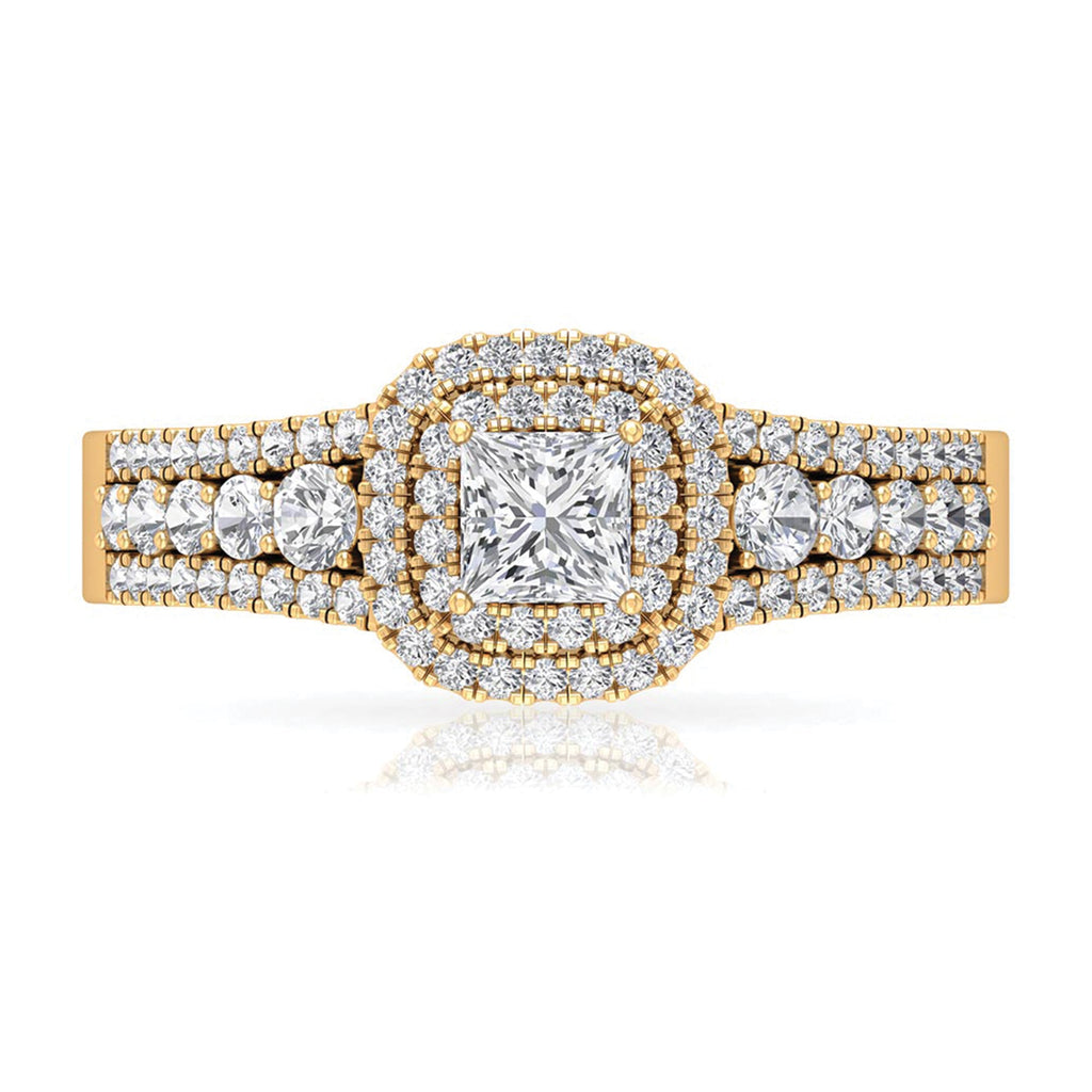 Zircon Double Halo Engagement Ring