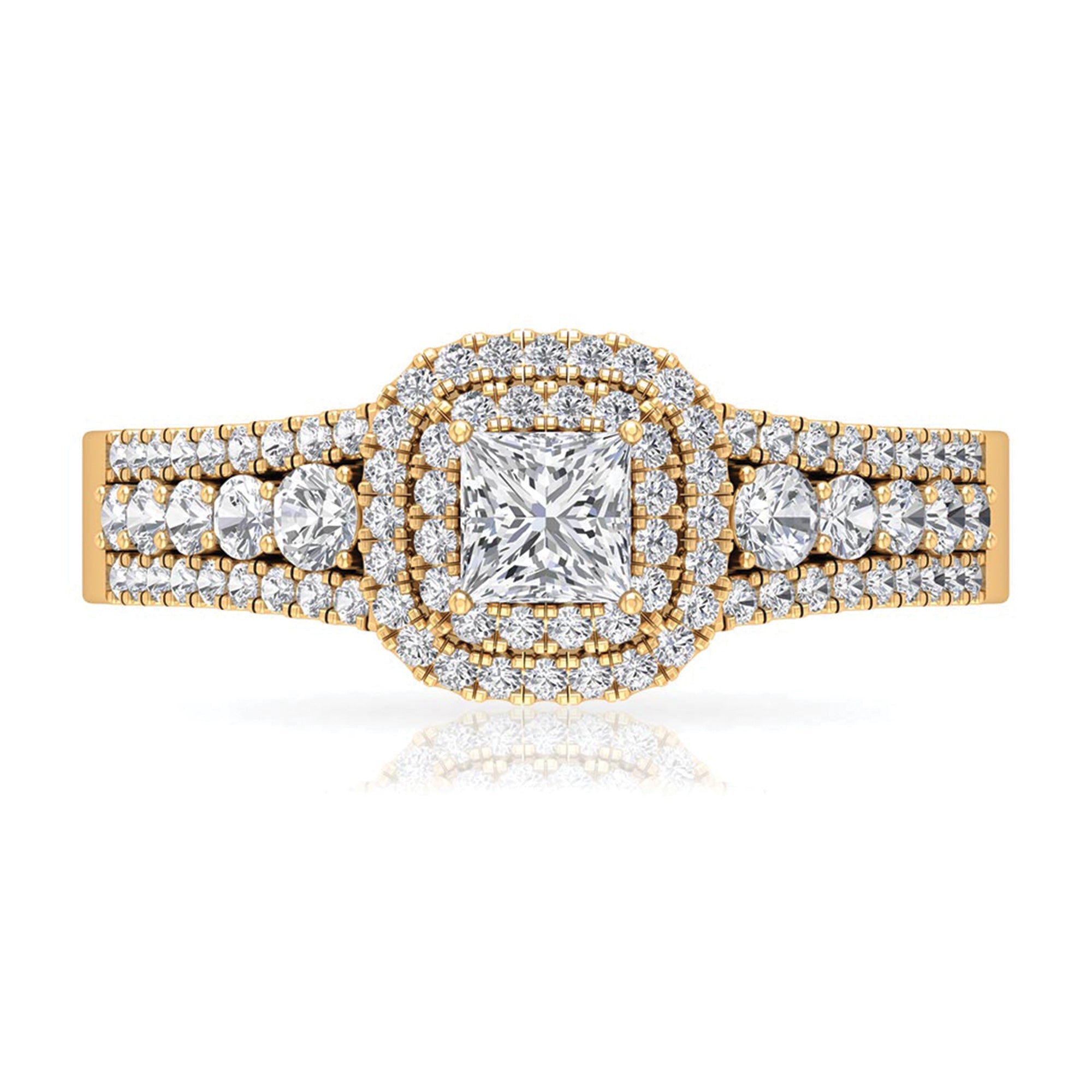 Zircon Double Halo Engagement Ring